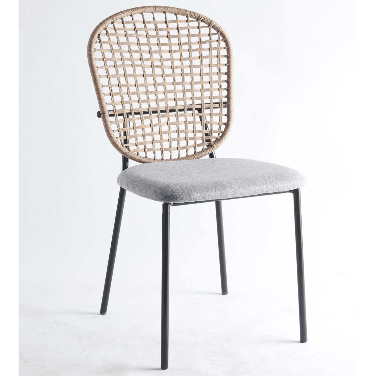 Set of 4 Stylish Black and Gray Accent Dining Chairs with Comfortable Backrest and Sturdy Metal Frame for Home and Kitchen