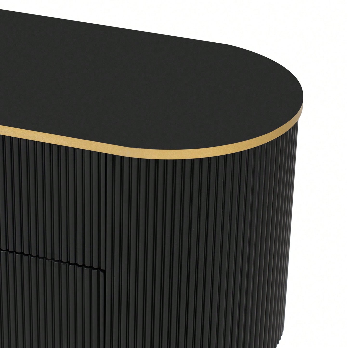 Sleek Modern Curved TV Stand for Up to 80 Inch TVs with Gold Accents and Ample Storage for Living Room