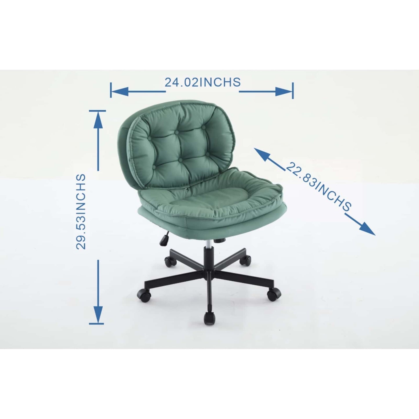 Ergonomic Cross Legged Office Chair with Wheels Adjustable Height Comfortable PU Leather Seat for Home and Office