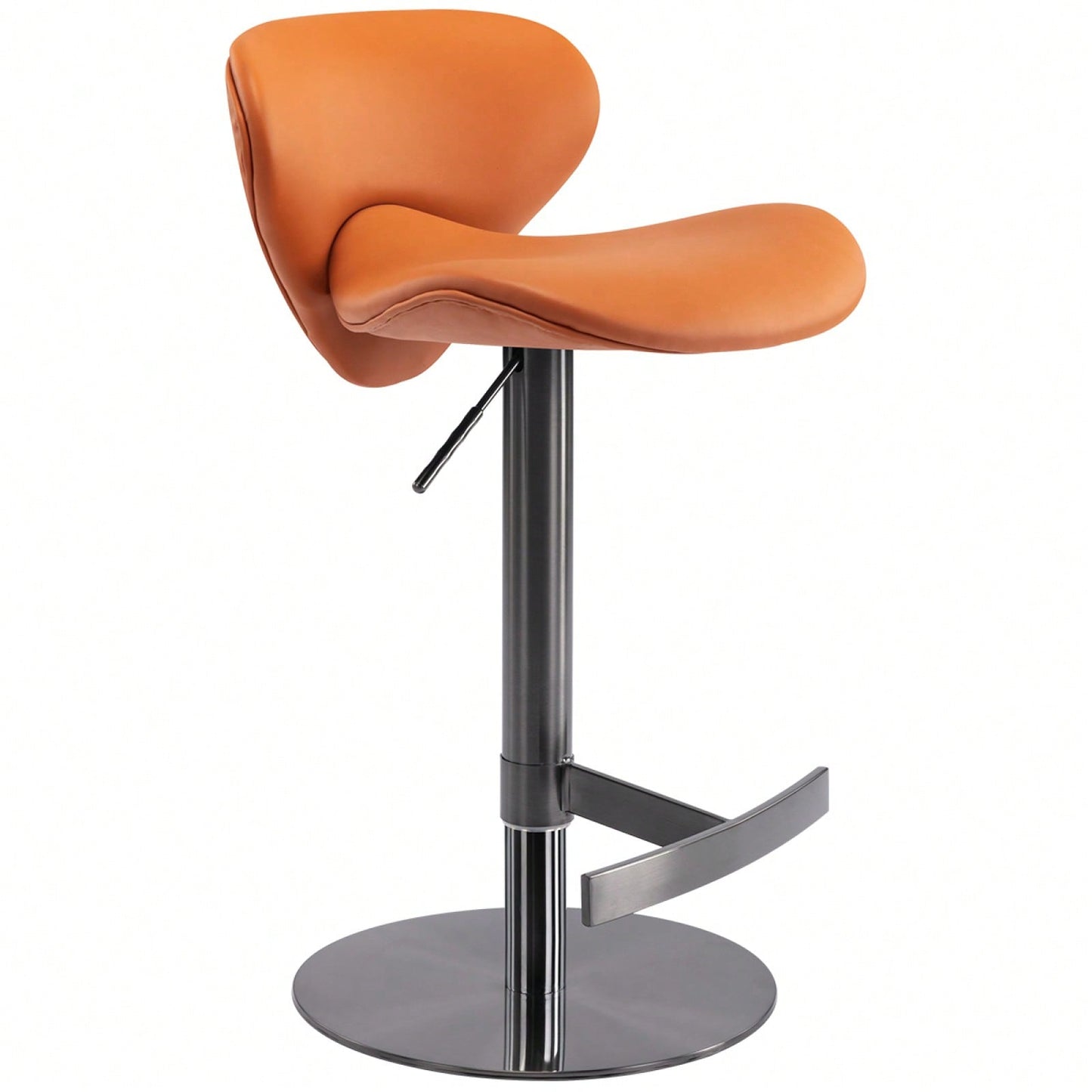 Hydraulic Adjustable Leather Bar Stool with Backrest and Footrest for Kitchen Island and Dining Room