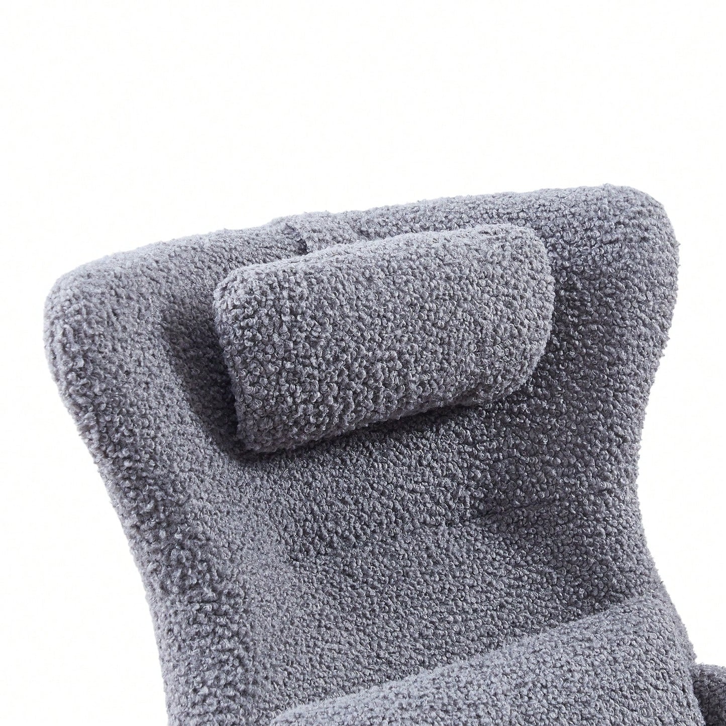 Ergonomic High Back Rocking Chair with Headrest Cushion Upholstered Cashmere Fabric Solid Wood Legs Modern Nursery Accent Chair