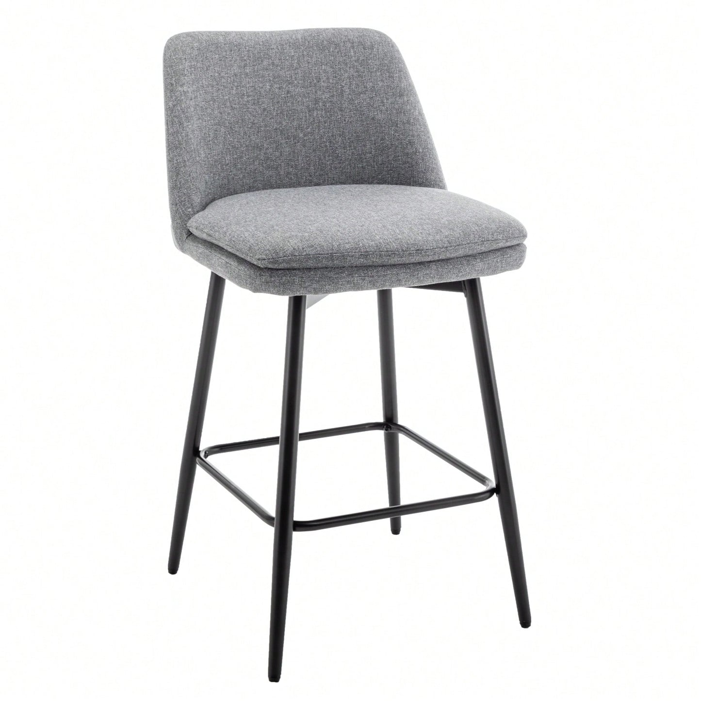 360° Swivel Counter Height Bar Stools Set of 2 with Back Faux Leather Upholstery and Metal Legs 25.6 Inch Seat Height for Kitchen Island Pub