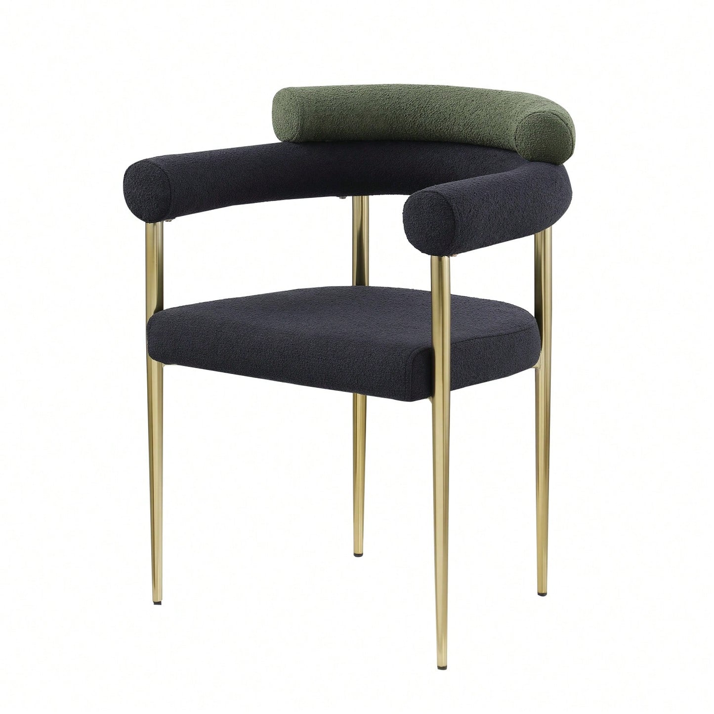 Modern Dining Chairs Set Of 2, Boucle Accent Chairs With Metal Legs, Comfortable Upholstered Dining Room Chairs For Kitchen, Living Room