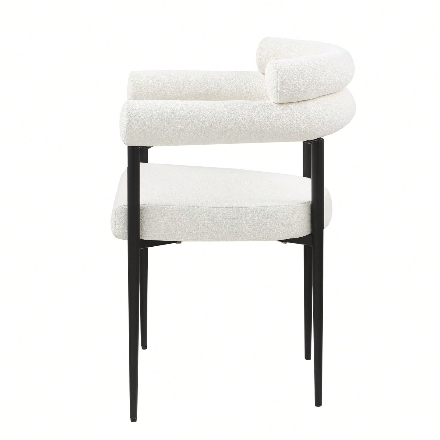 Modern Dining Chairs Set Of 2, Boucle Accent Chairs With Metal Legs, Comfortable Upholstered Dining Room Chairs For Kitchen, Living Room