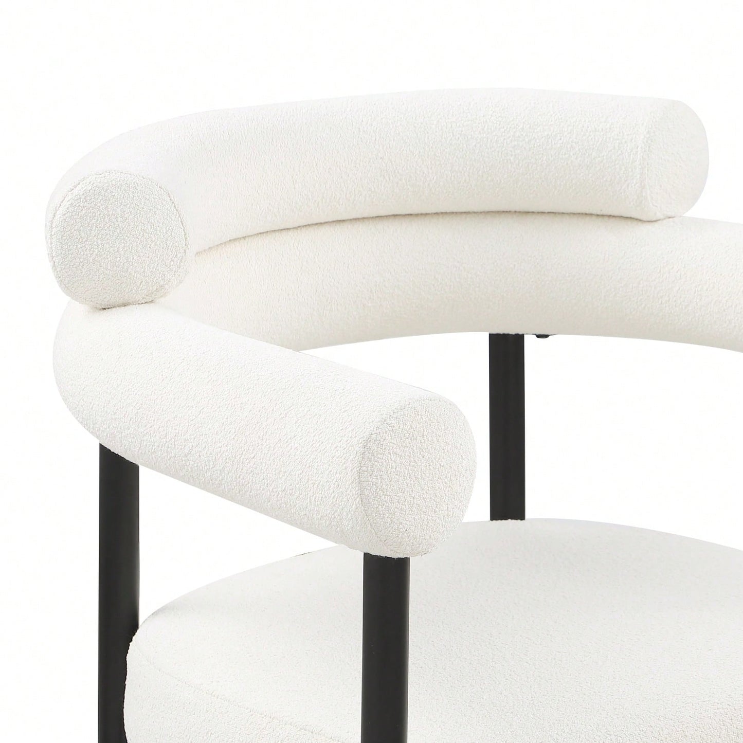 Modern Dining Chairs Set Of 2, Boucle Accent Chairs With Metal Legs, Comfortable Upholstered Dining Room Chairs For Kitchen, Living Room