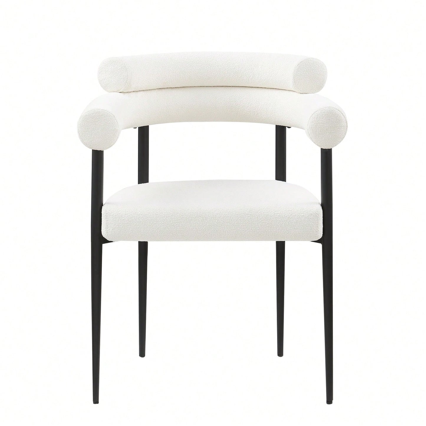 Modern Dining Chairs Set Of 2, Boucle Accent Chairs With Metal Legs, Comfortable Upholstered Dining Room Chairs For Kitchen, Living Room