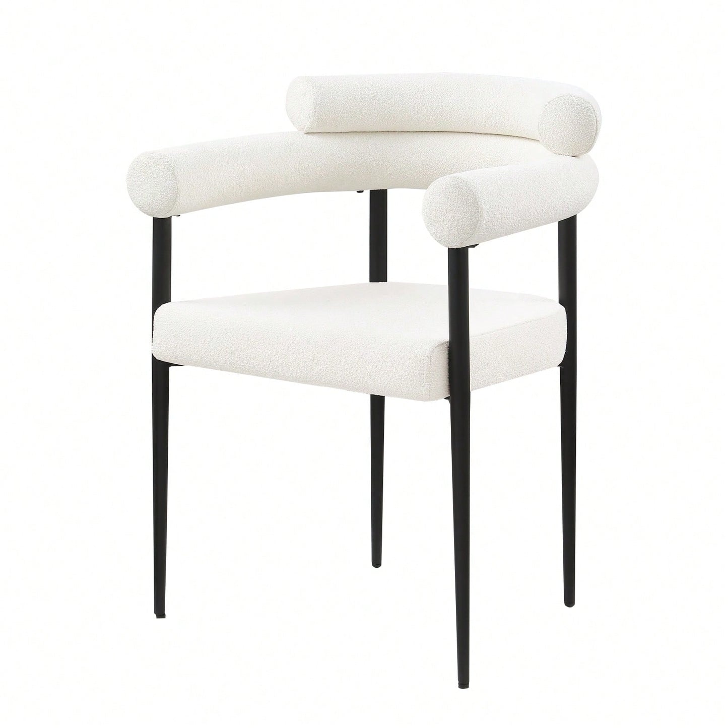 Modern Dining Chairs Set Of 2, Boucle Accent Chairs With Metal Legs, Comfortable Upholstered Dining Room Chairs For Kitchen, Living Room