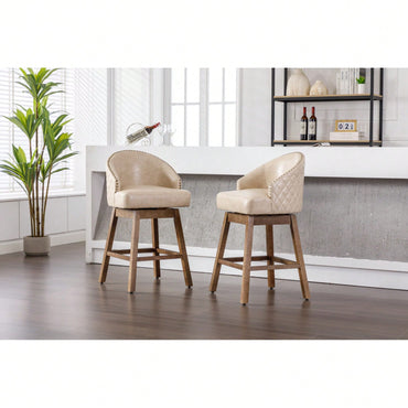 Bar Stools Set Of 2 Counter Height Chairs With Footrest For Kitchen, Dining Room And 360 Degree Swivel