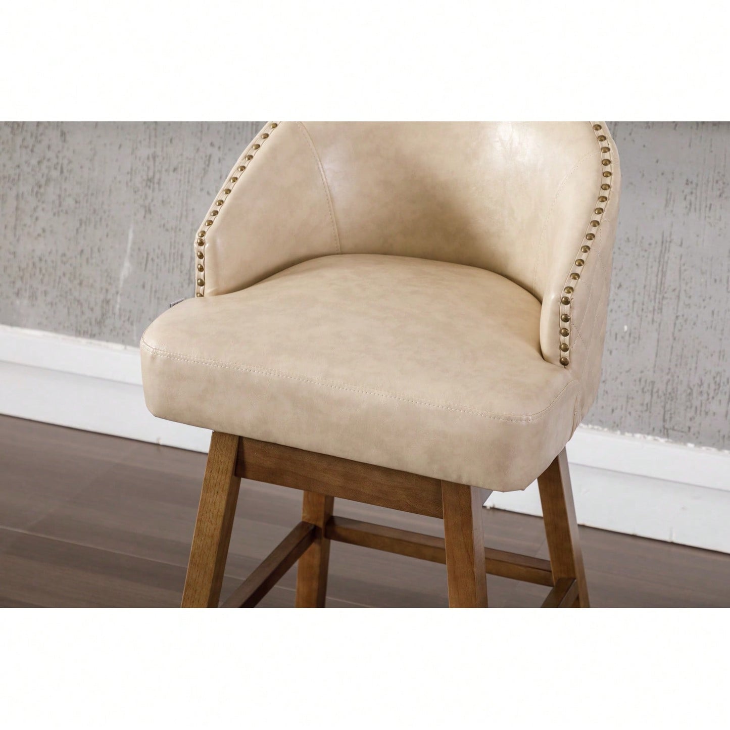 Bar Stools Set Of 2 Counter Height Chairs With Footrest For Kitchen, Dining Room And 360 Degree Swivel