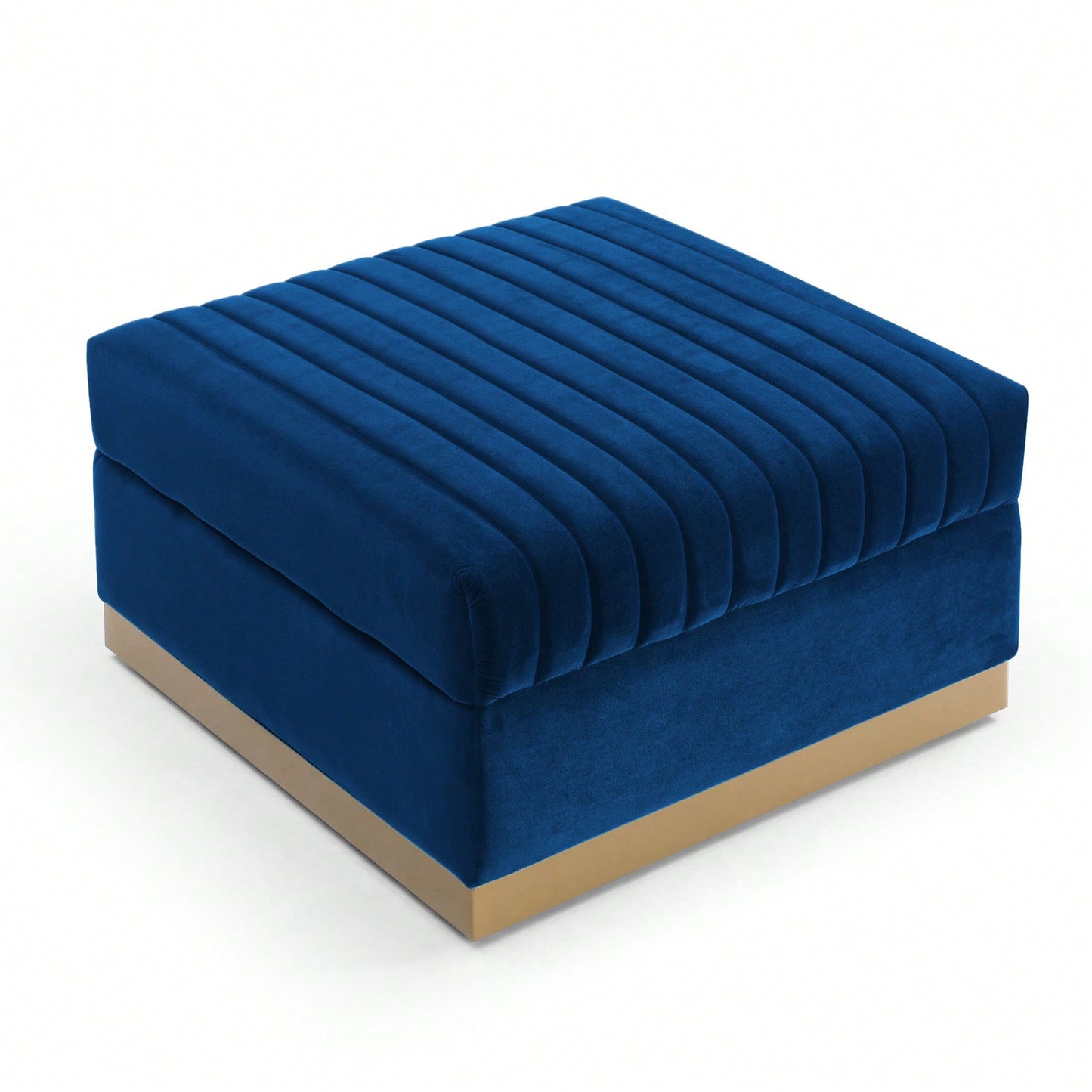 Large Velvet Ottoman Footrest - Modern Tufted Upholstered Foot Stool With Gold Base For Living Room, Bedroom Or Apartment