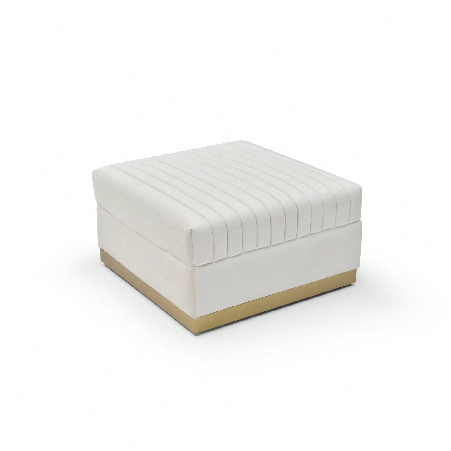 Large Velvet Ottoman Footrest - Modern Tufted Upholstered Foot Stool With Gold Base For Living Room, Bedroom Or Apartment