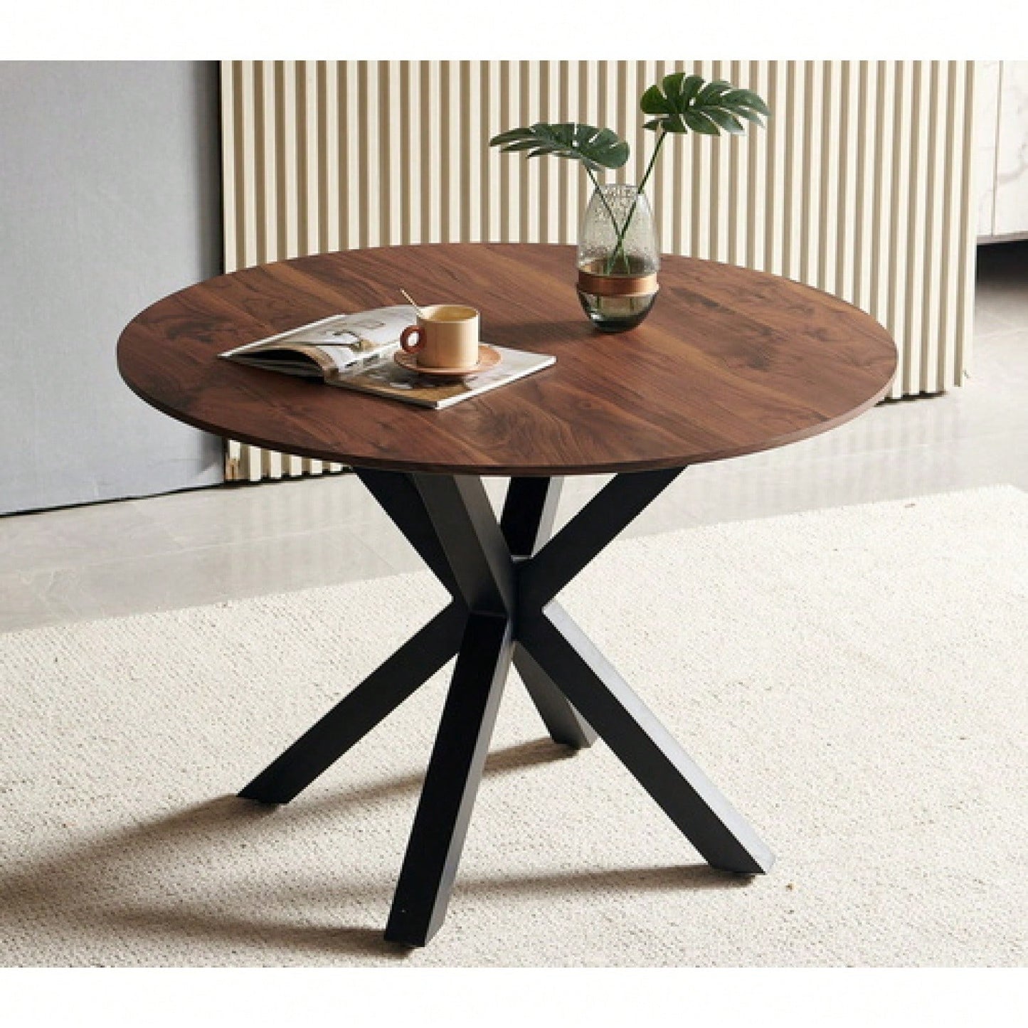 42.1" Black And Wood Color Tulip Table