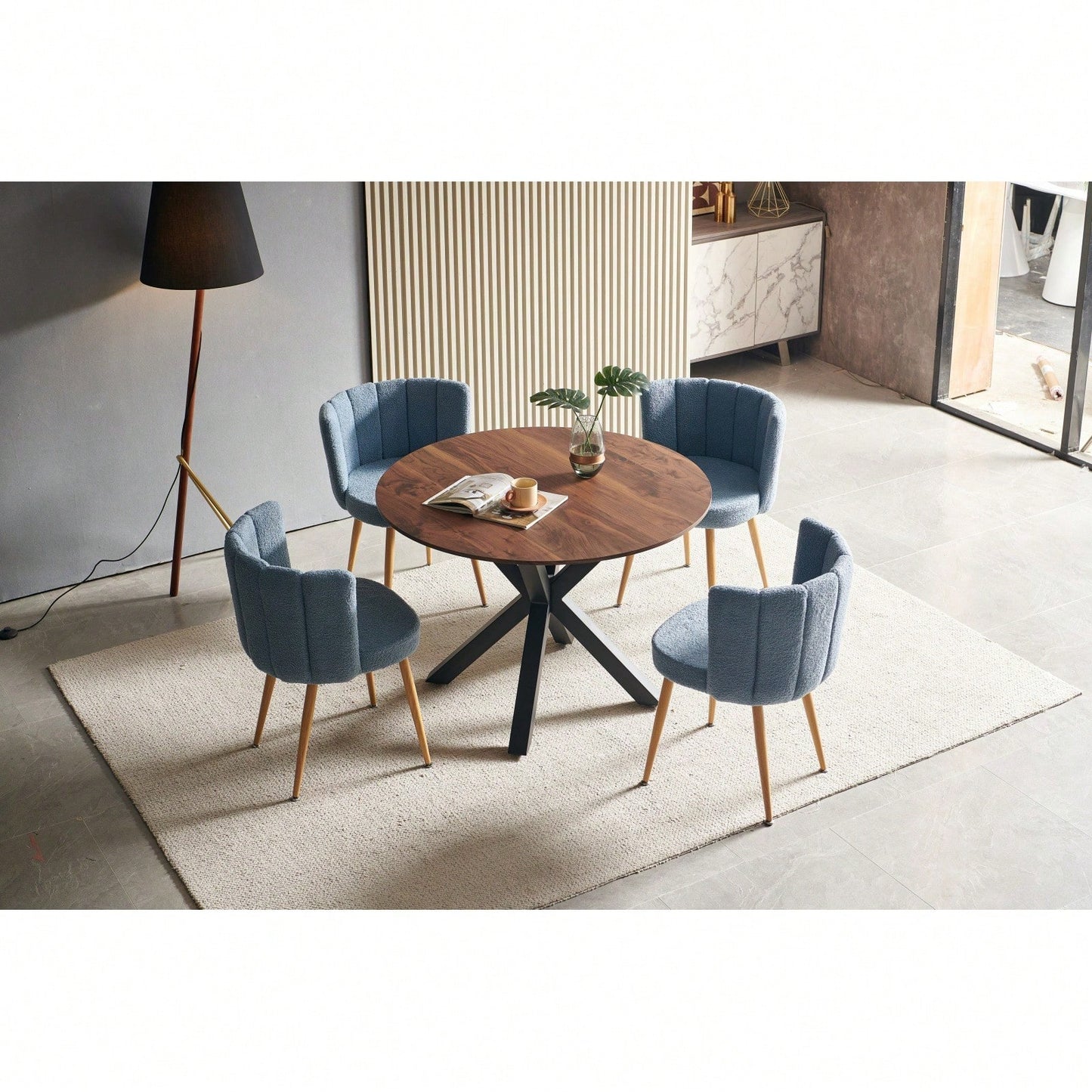 42.1" Black And Wood Color Tulip Table