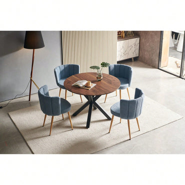 42.1" Black And Wood Color Tulip Table
