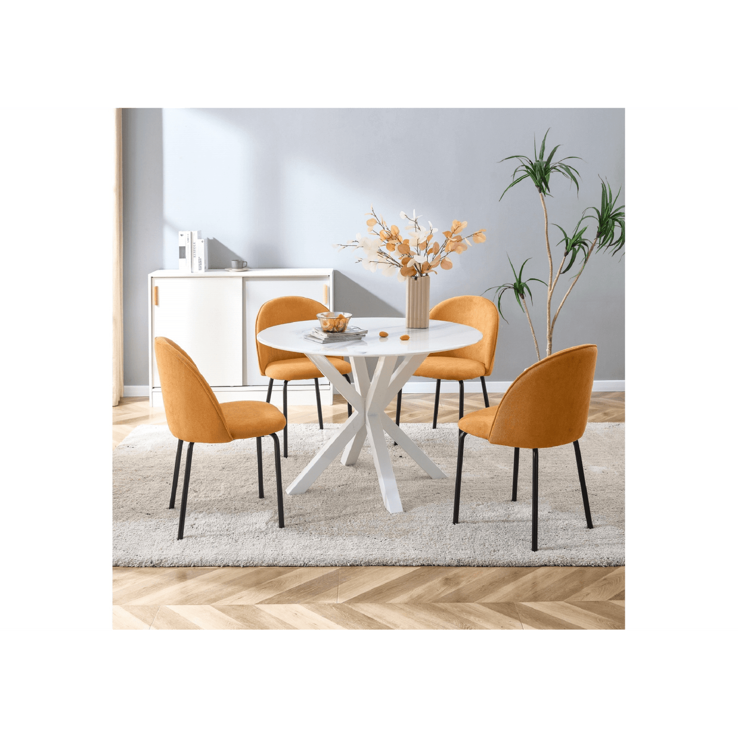 Stylish Upholstered Dining Chairs Set of 2 with Comfortable Backrest and Soft Cushions for Living Room Kitchen Cafe