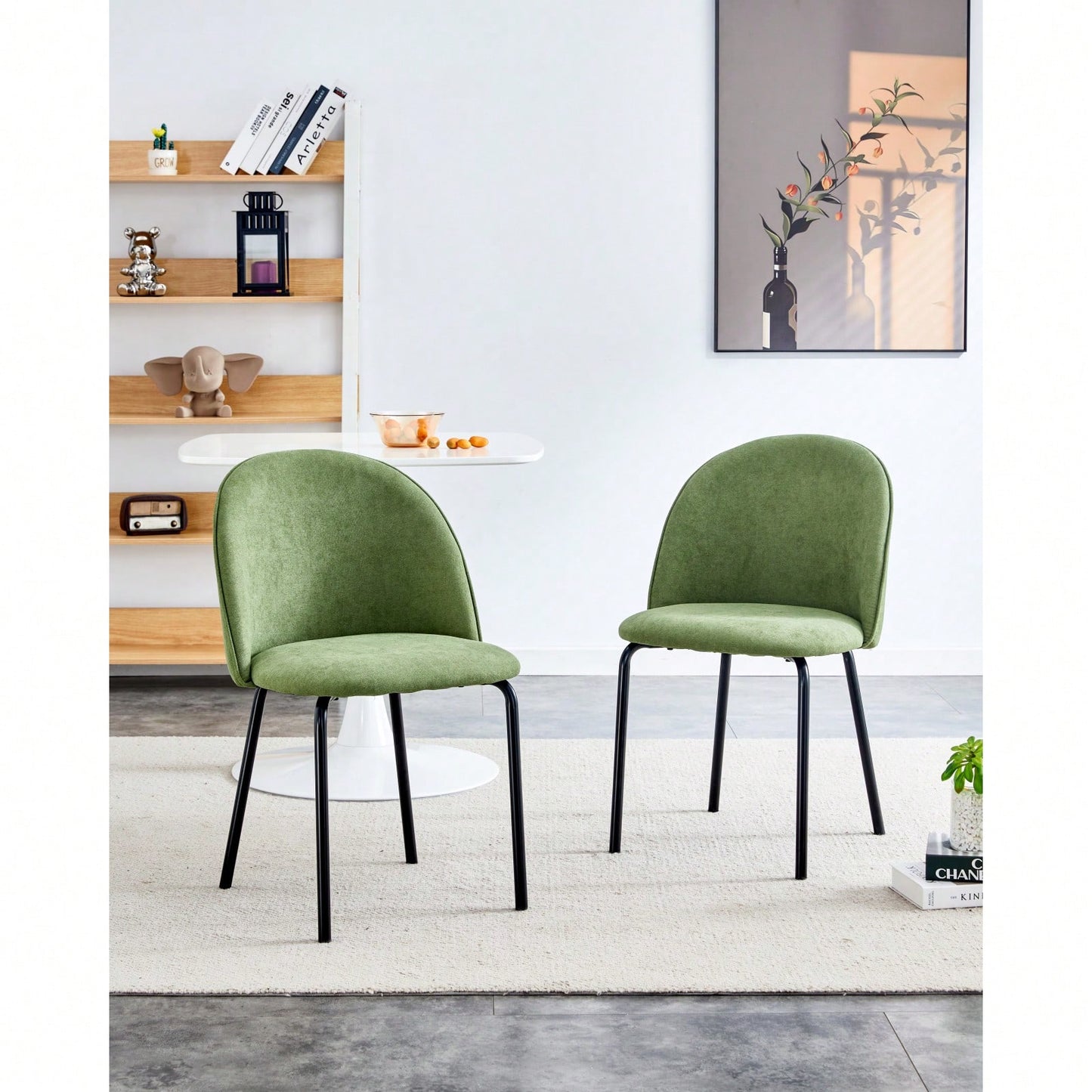Stylish Upholstered Dining Chairs Set of 2 with Comfortable Backrest and Soft Cushions for Living Room Kitchen Cafe
