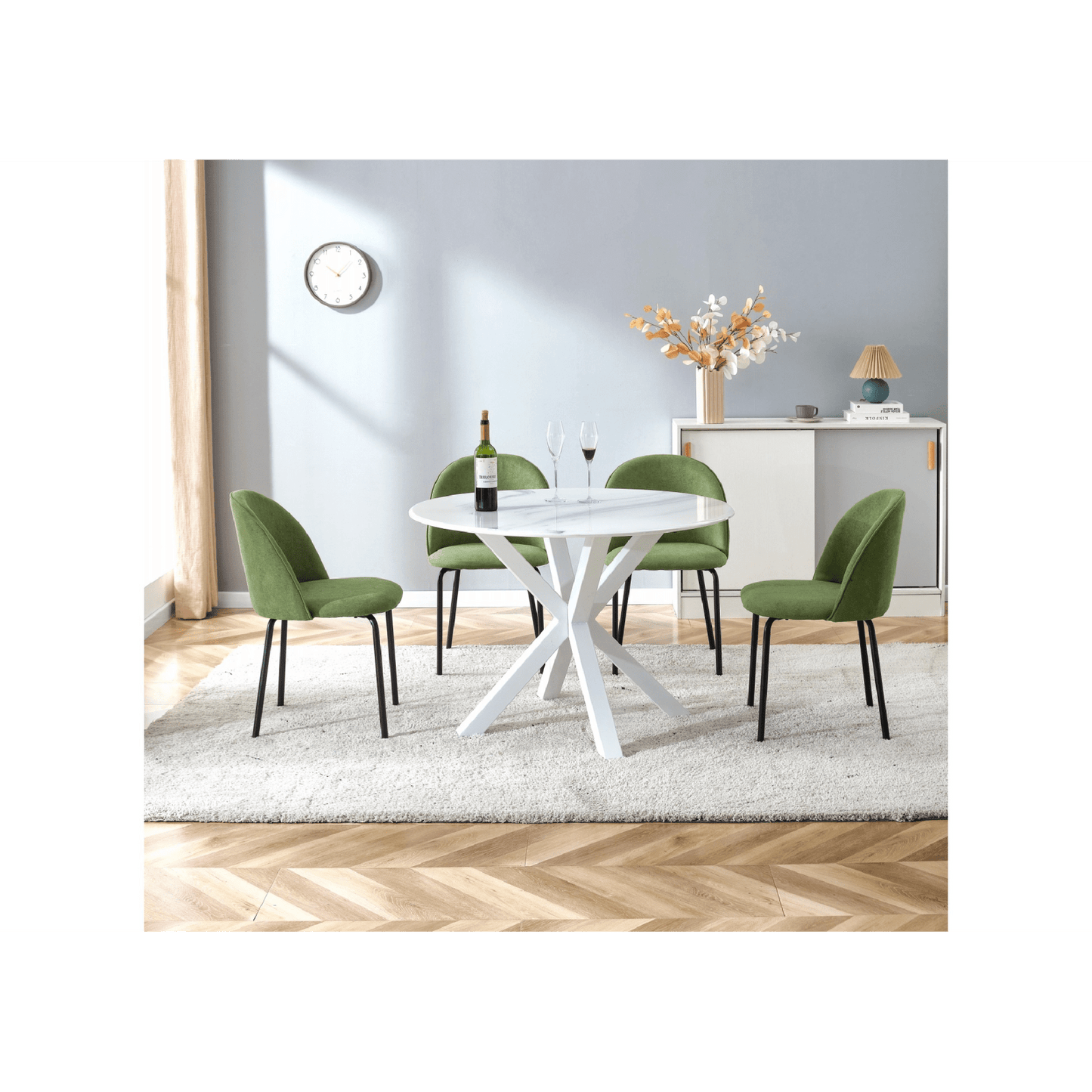 Stylish Upholstered Dining Chairs Set of 2 with Comfortable Backrest and Soft Cushions for Living Room Kitchen Cafe