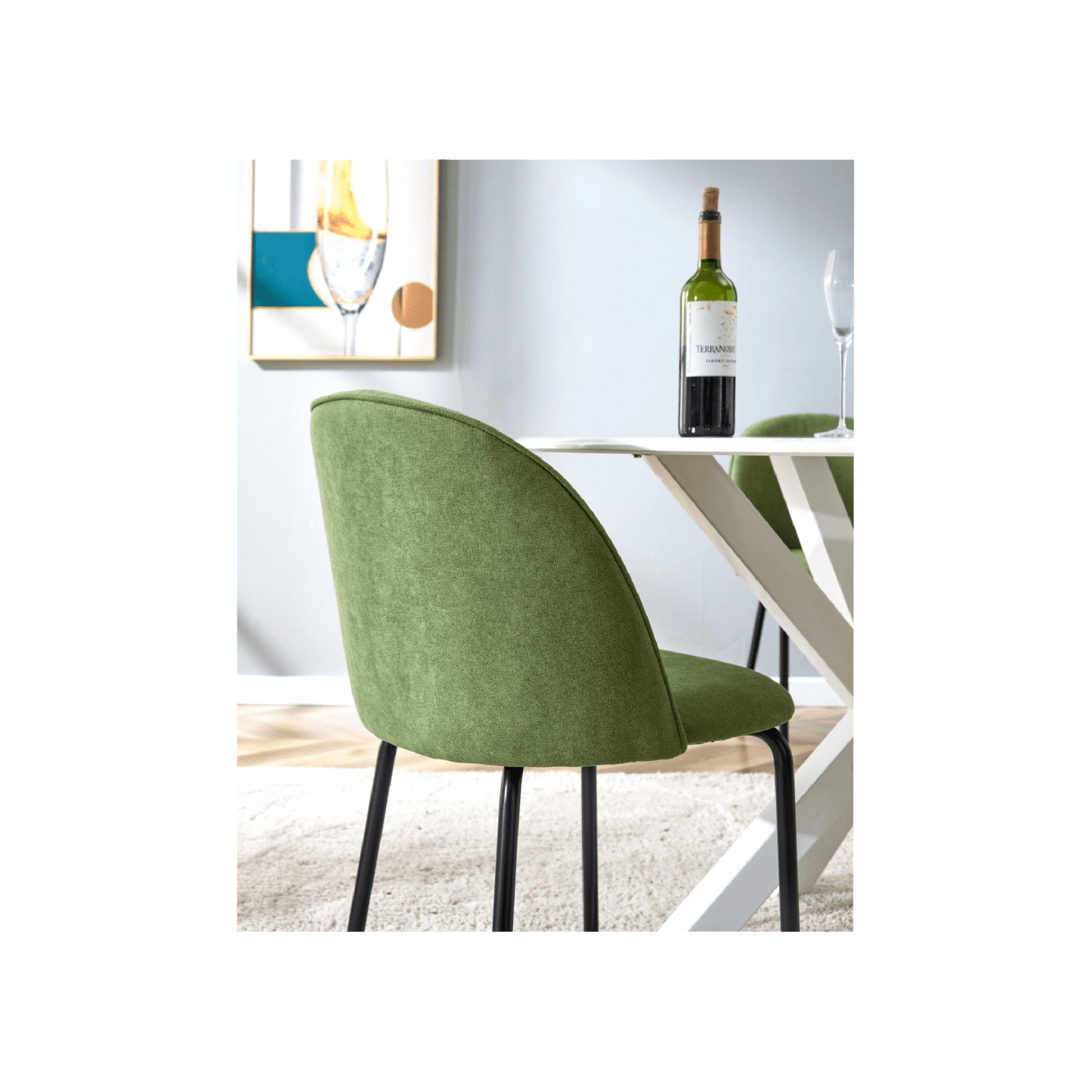 Stylish Upholstered Dining Chairs Set of 2 with Comfortable Backrest and Soft Cushions for Living Room Kitchen Cafe