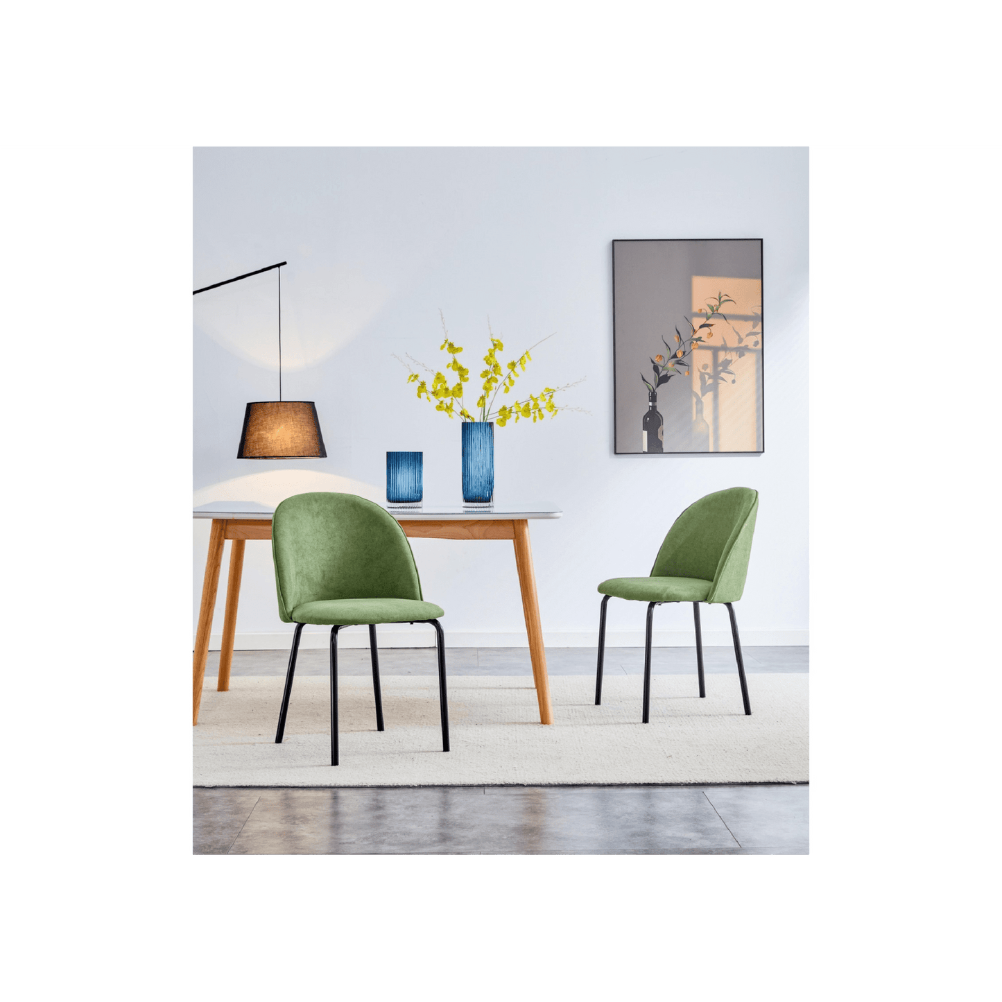 Stylish Upholstered Dining Chairs Set of 2 with Comfortable Backrest and Soft Cushions for Living Room Kitchen Cafe