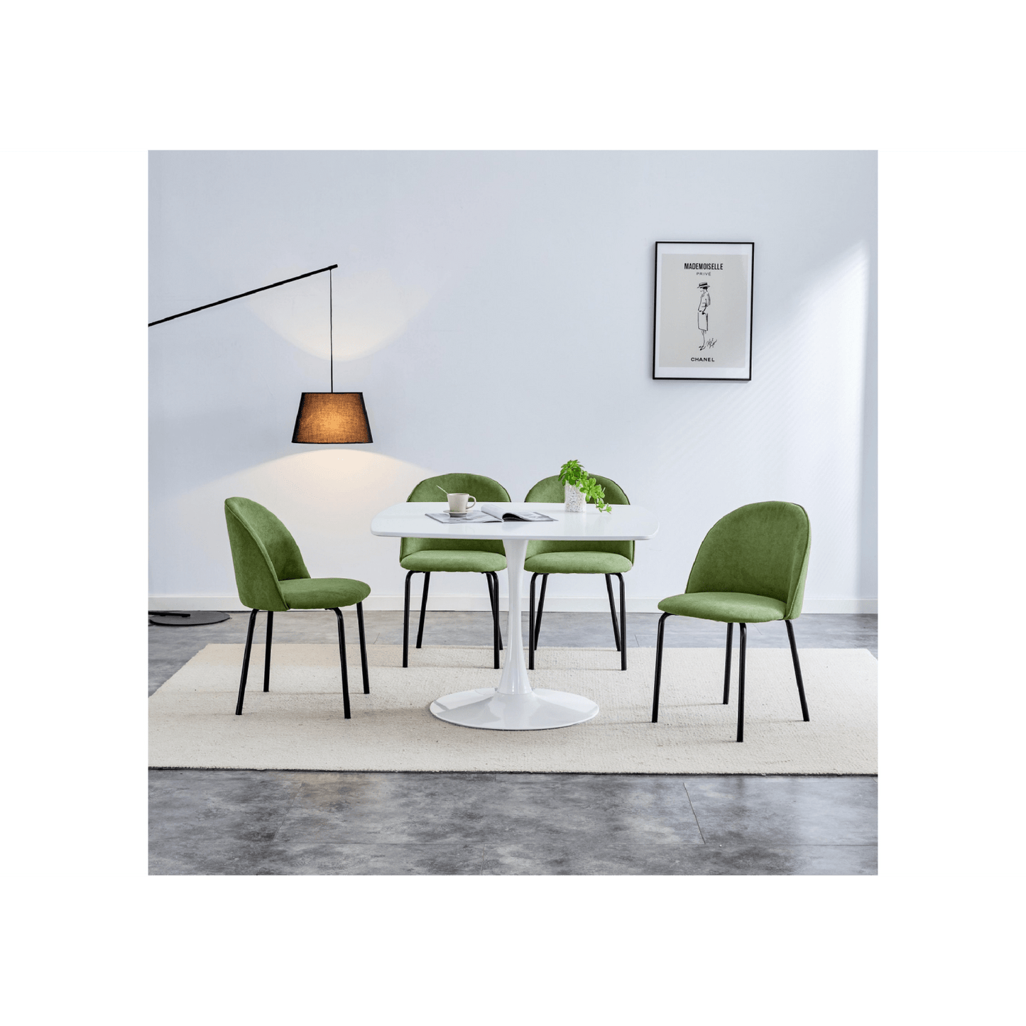 Stylish Upholstered Dining Chairs Set of 2 with Comfortable Backrest and Soft Cushions for Living Room Kitchen Cafe