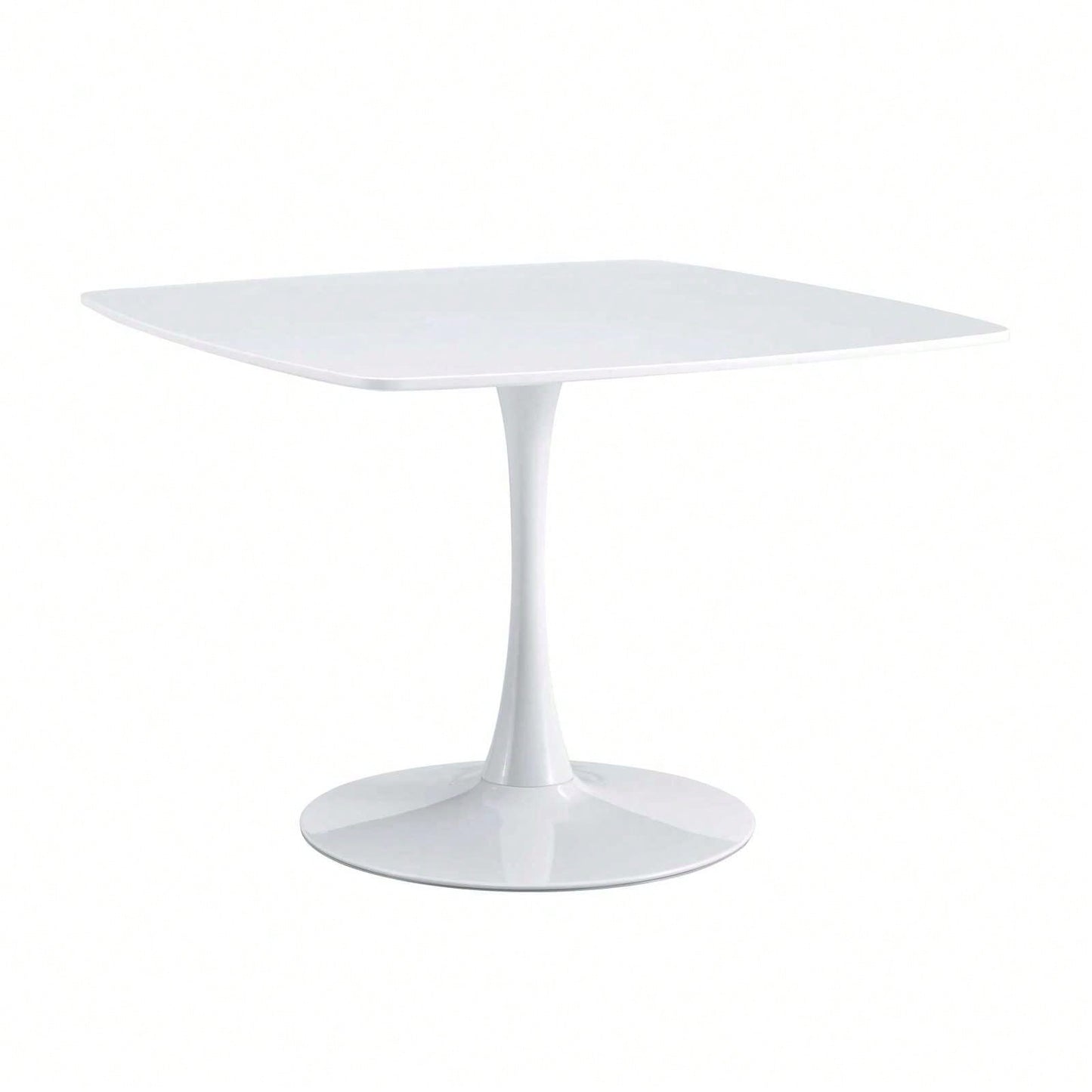 42.1" Round Mid-Century Modern Dining Table, Pedestal Table For 4-6 People, MDF Top, Sturdy Metal Legs, Easy Assembly