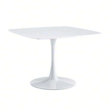 42.1" Round Mid-Century Modern Dining Table, Pedestal Table For 4-6 People, MDF Top, Sturdy Metal Legs, Easy Assembly
