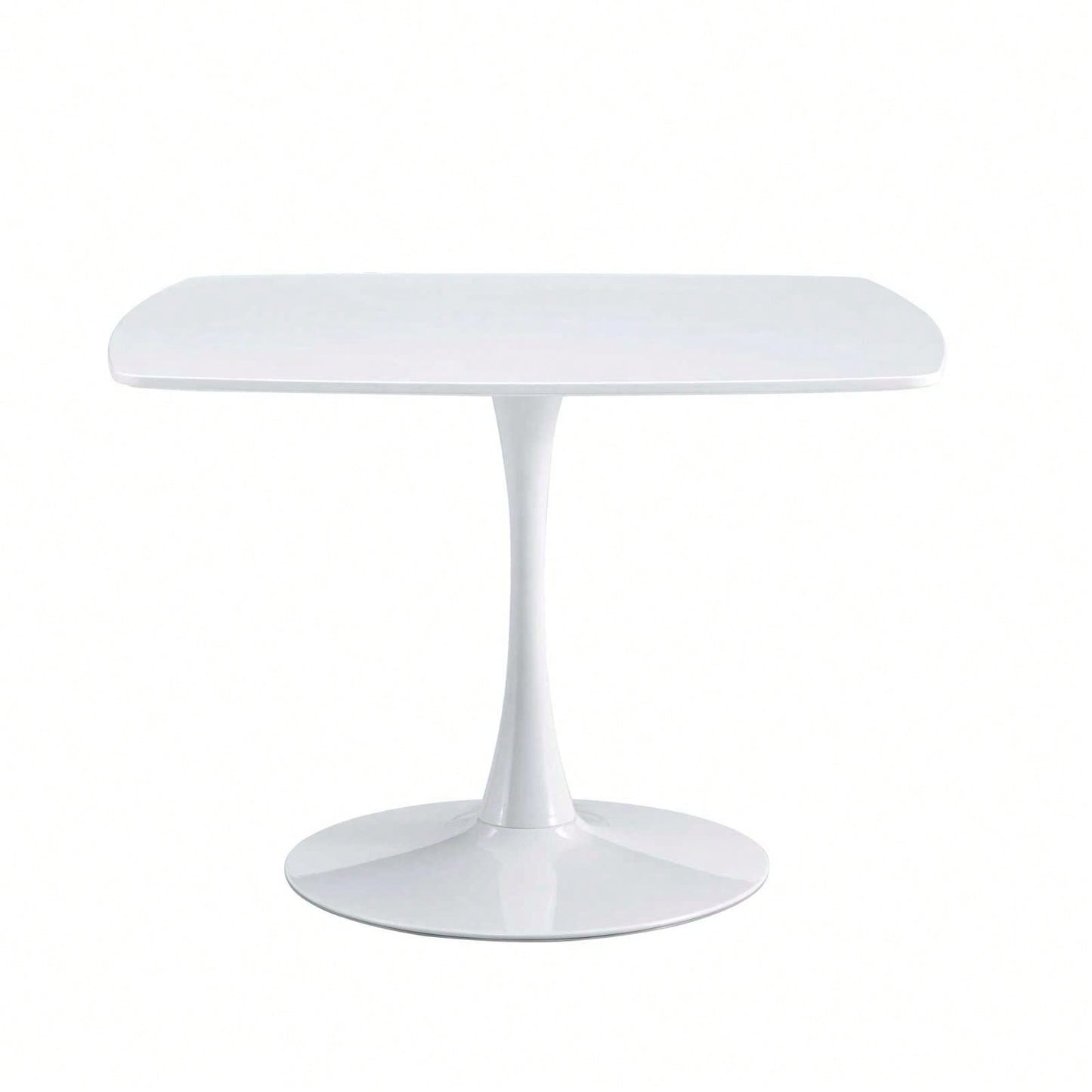 42.1" Round Mid-Century Modern Dining Table, Pedestal Table For 4-6 People, MDF Top, Sturdy Metal Legs, Easy Assembly