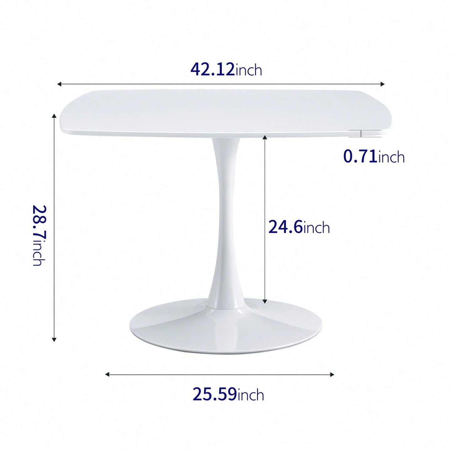 42.1" Round Mid-Century Modern Dining Table, Pedestal Table For 4-6 People, MDF Top, Sturdy Metal Legs, Easy Assembly