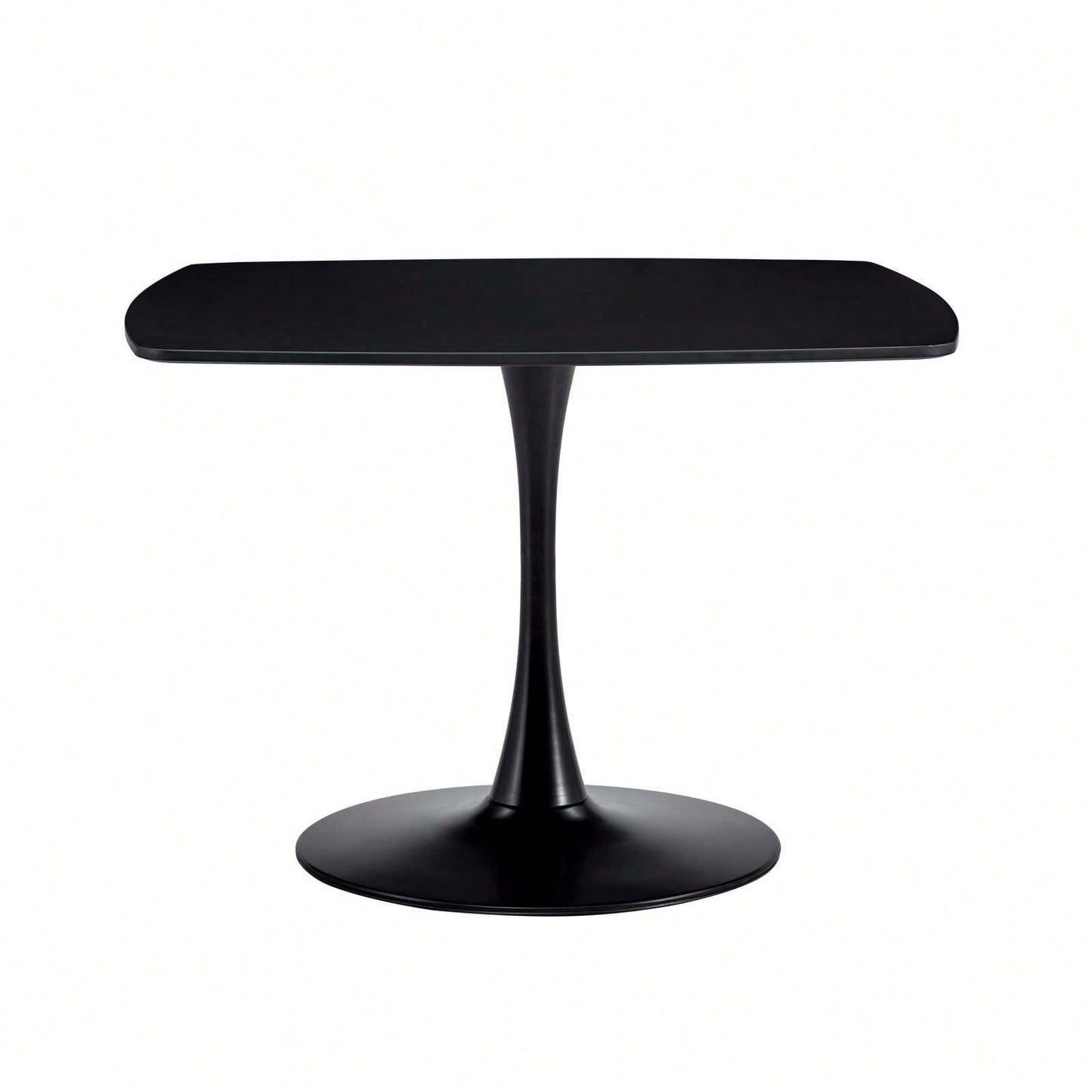 42.1" Round Mid-Century Modern Dining Table, Pedestal Table For 4-6 People, MDF Top, Sturdy Metal Legs, Easy Assembly