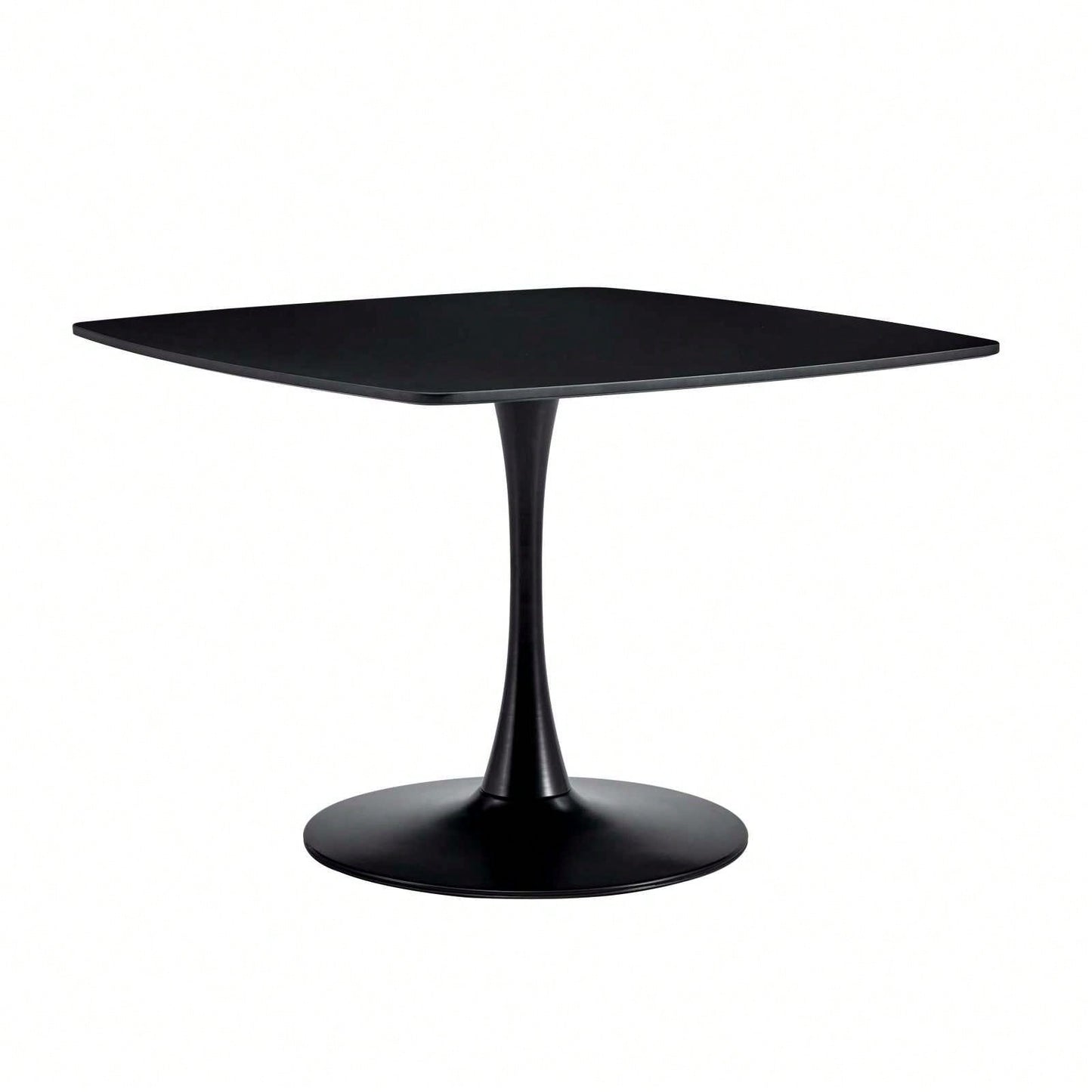 42.1" Round Mid-Century Modern Dining Table, Pedestal Table For 4-6 People, MDF Top, Sturdy Metal Legs, Easy Assembly