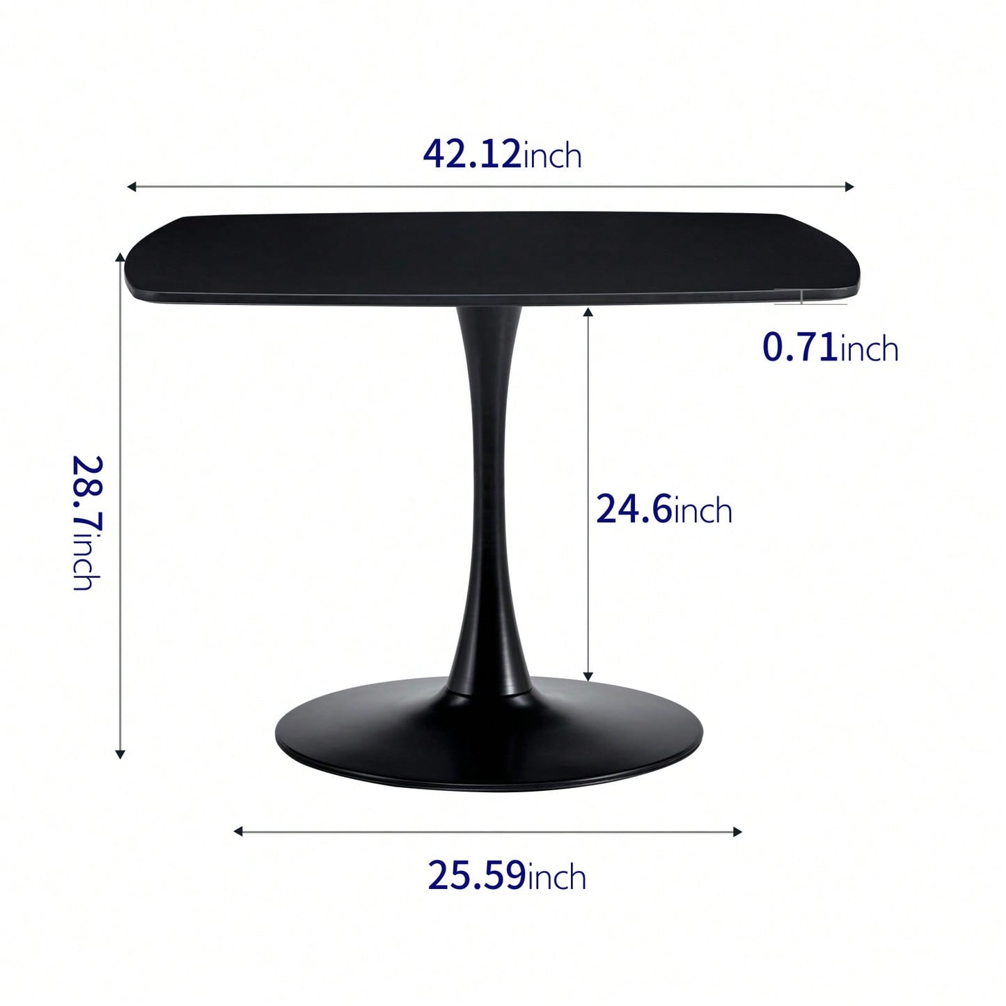 42.1" Round Mid-Century Modern Dining Table, Pedestal Table For 4-6 People, MDF Top, Sturdy Metal Legs, Easy Assembly