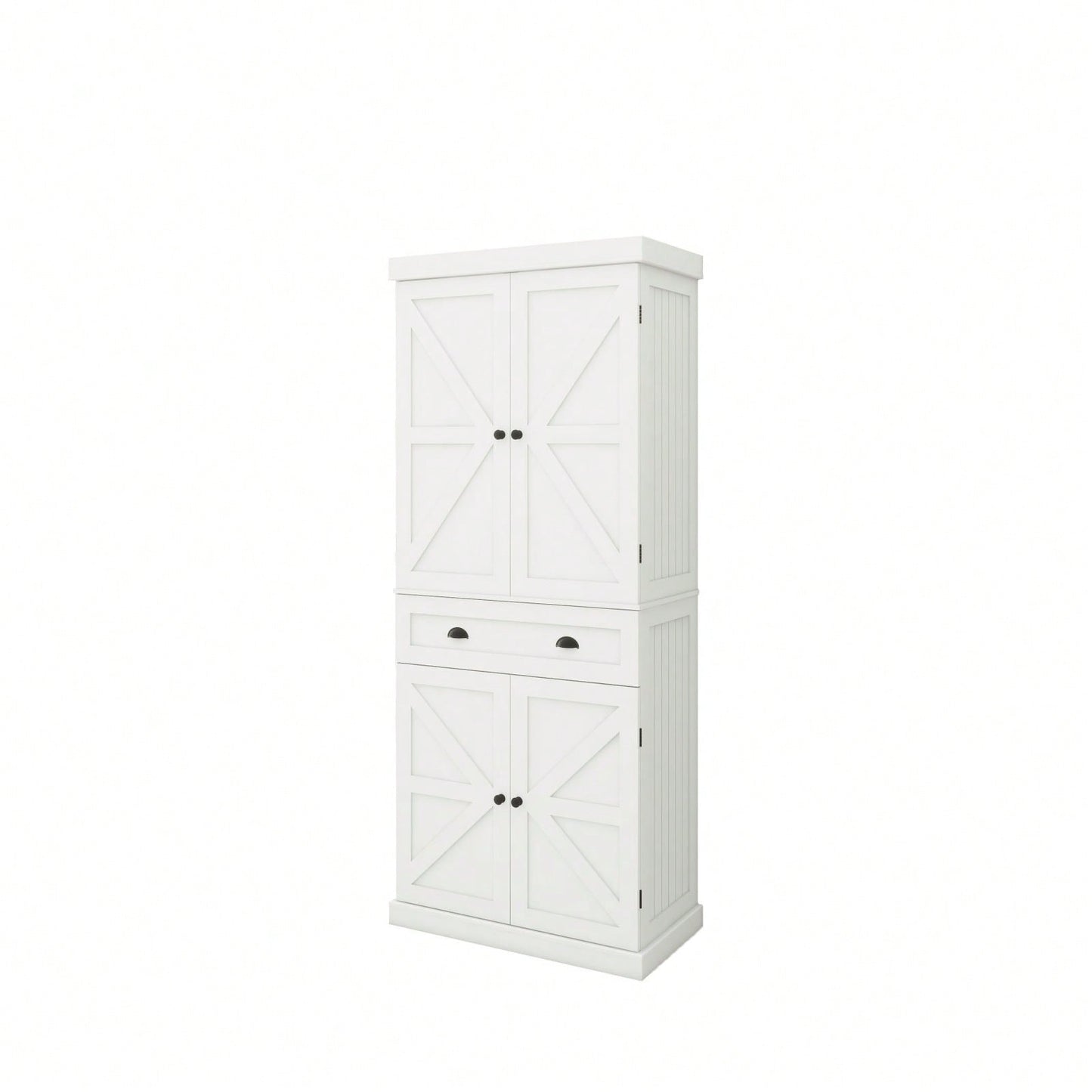 71 Inch Freestanding Kitchen Pantry Cabinet with 4 Doors Drawer Adjustable Shelves for Dining Room and Kitchen Storage White