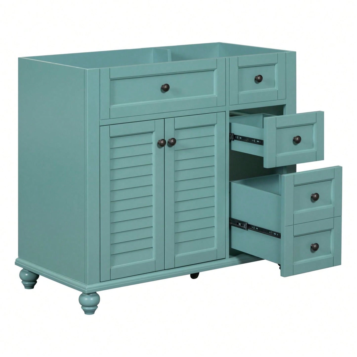 36 Inch Free Standing Bathroom Vanity Set Solid Wood Frame 2 Drawers Soft Closing Doors No Sink Included