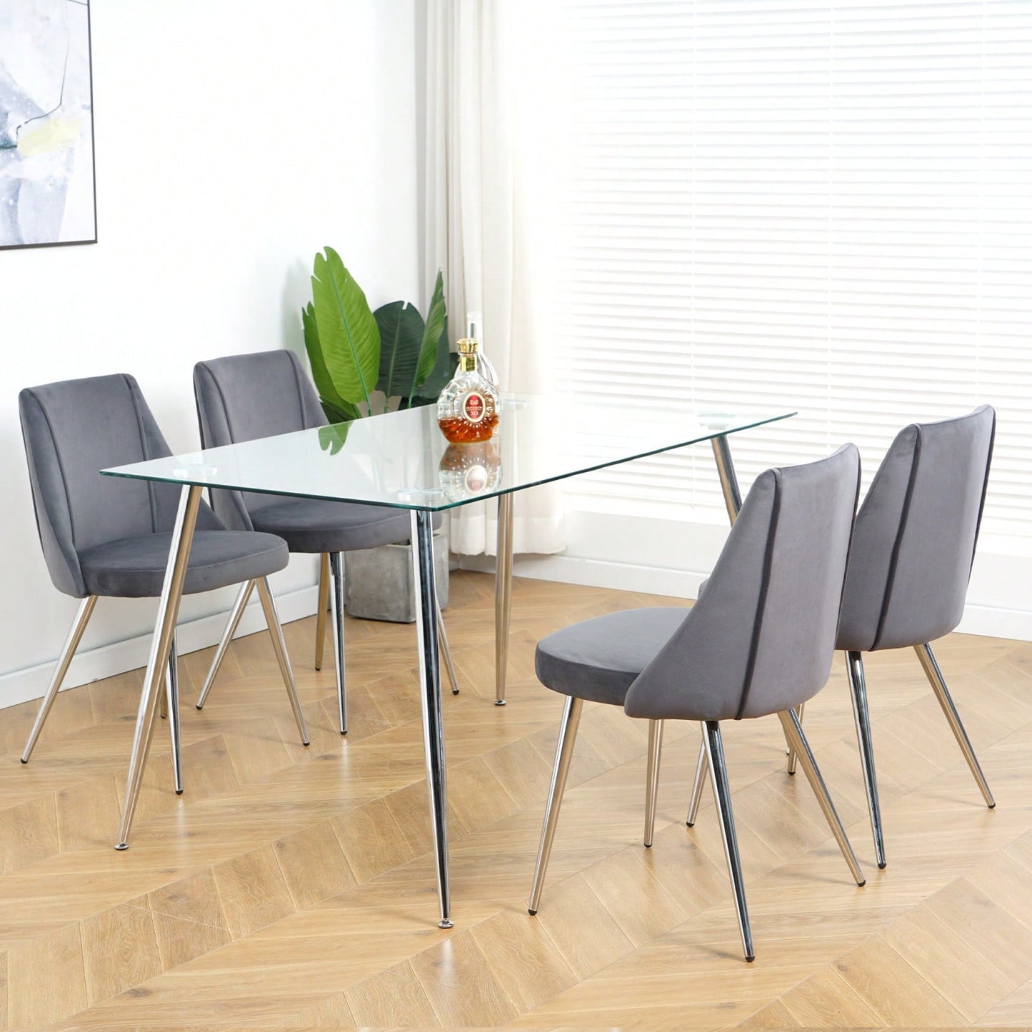 Set Of 4 Velvet Dining Chairs - Modern Upholstered Accent Chairs With Backrest And Chrome Legs - Comfortable Vanity, Bedroom, Or Desk Chairs