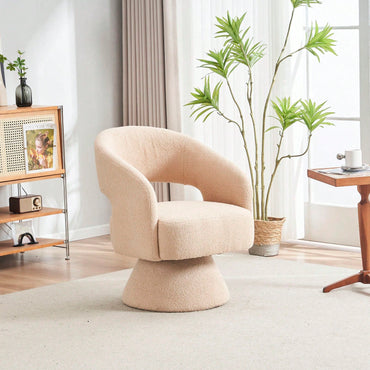 Round Barrel Swivel Accent Chair Armchair In Fabric For Living Room Bedroom