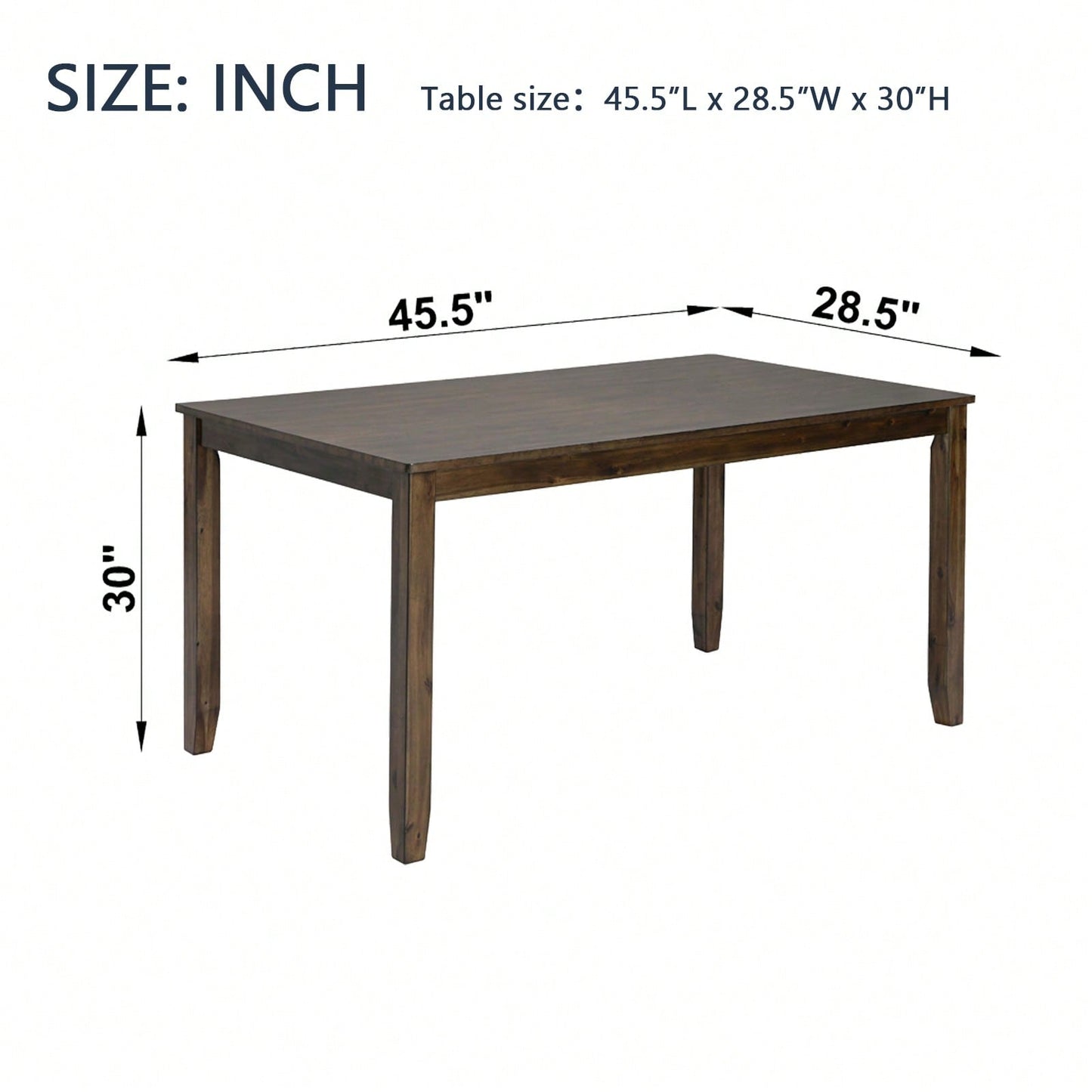 Solid Wood Dining Table For 4 - Small Space Rectangular Kitchen Table, Elegant & Modern Design, Easy Assembly