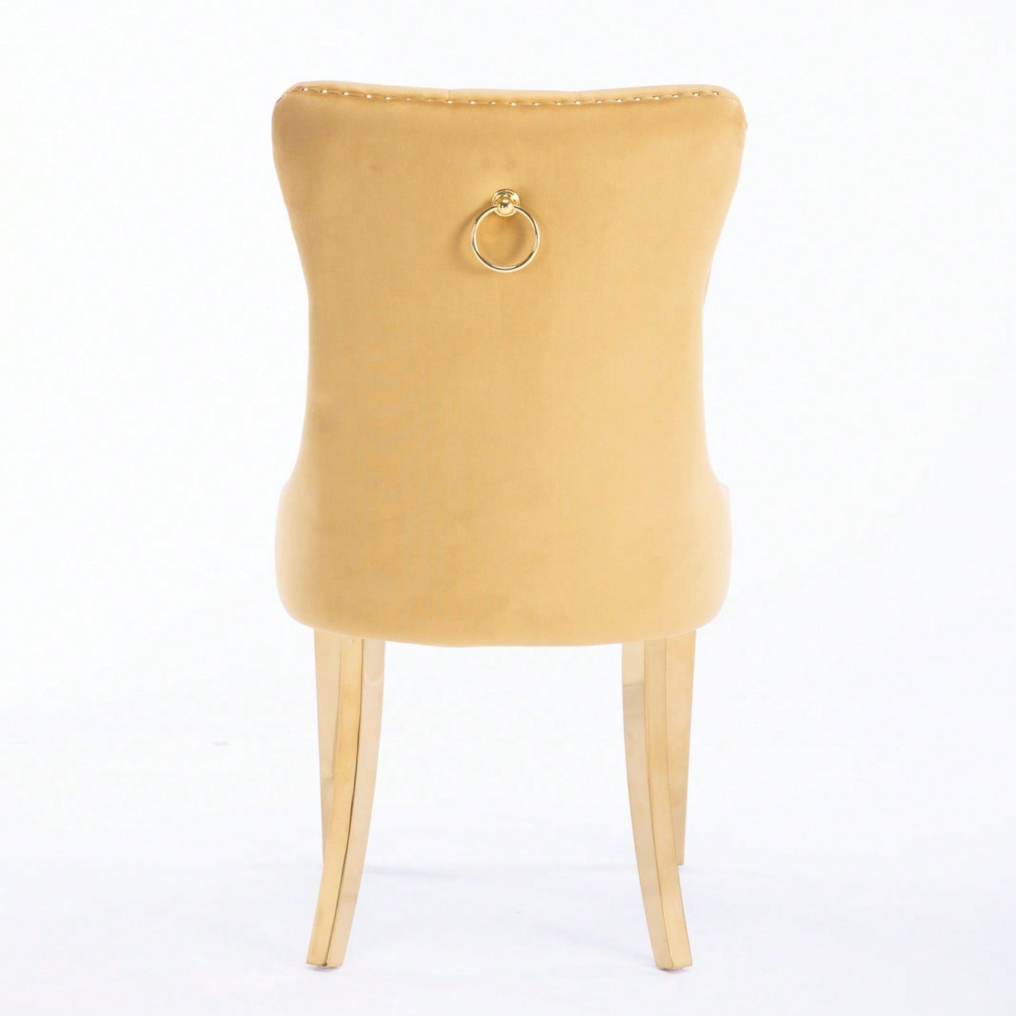 Luxury Velvet Dining Chairs Set of 2 Tufted Back Solid Wood Frame Gold Legs Nailhead Trim High Density Foam