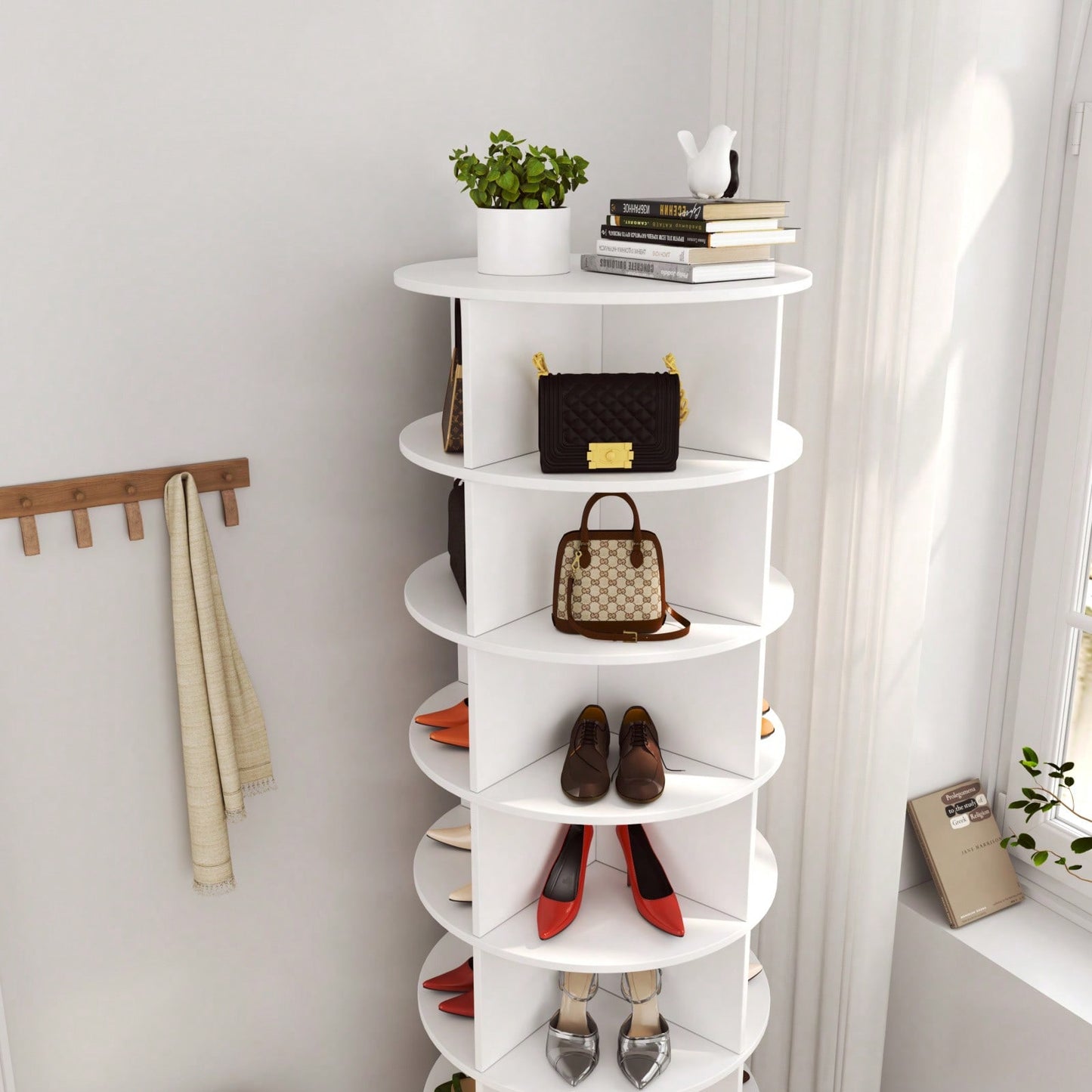360-Degree Rotating Shoe Cabinet