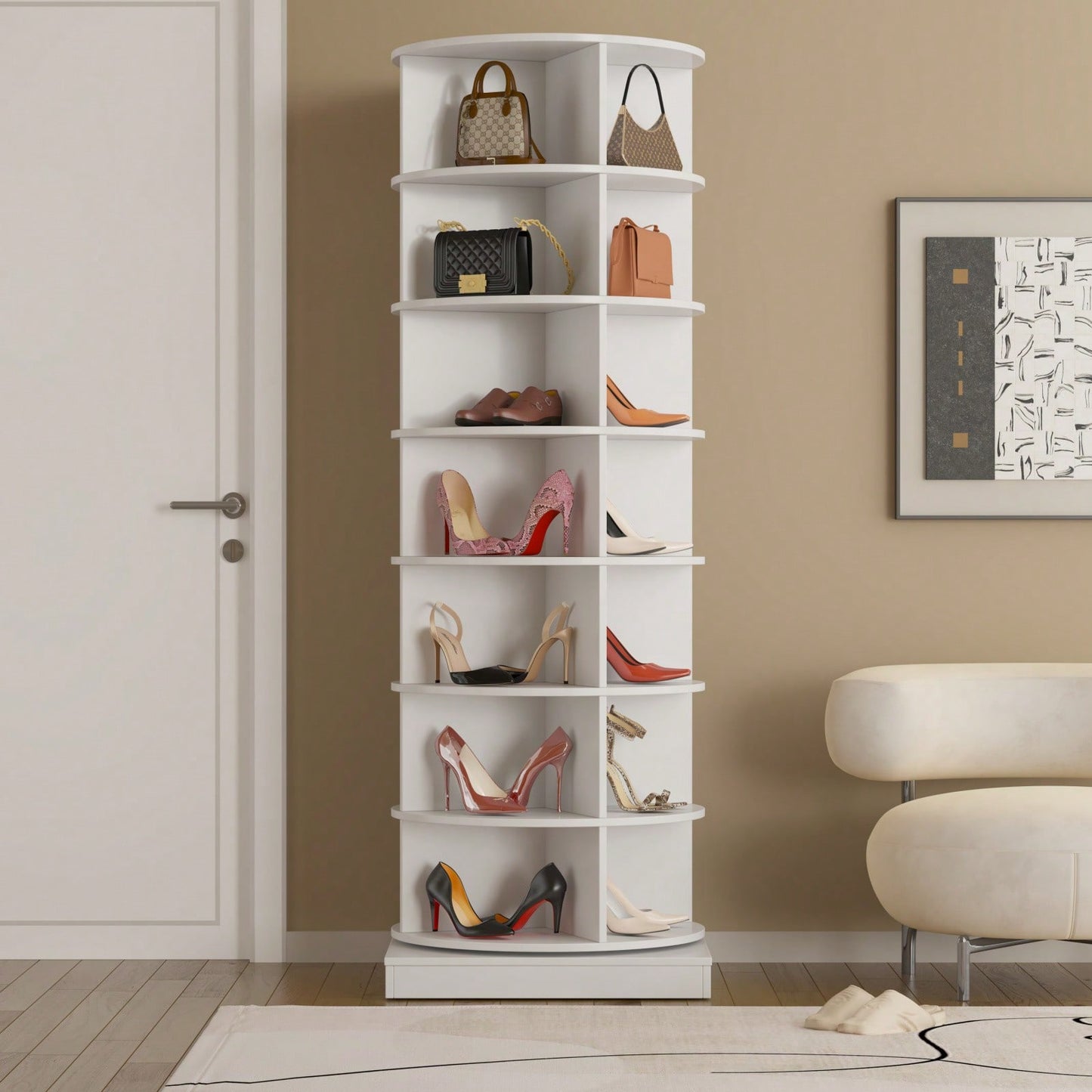 360-Degree Rotating Shoe Cabinet