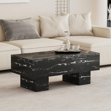 Modern Rectangular Coffee Table For Living Room, Stylish Wood Finish Cocktail Table With Spacious Surface For Decor, Easy Assembly