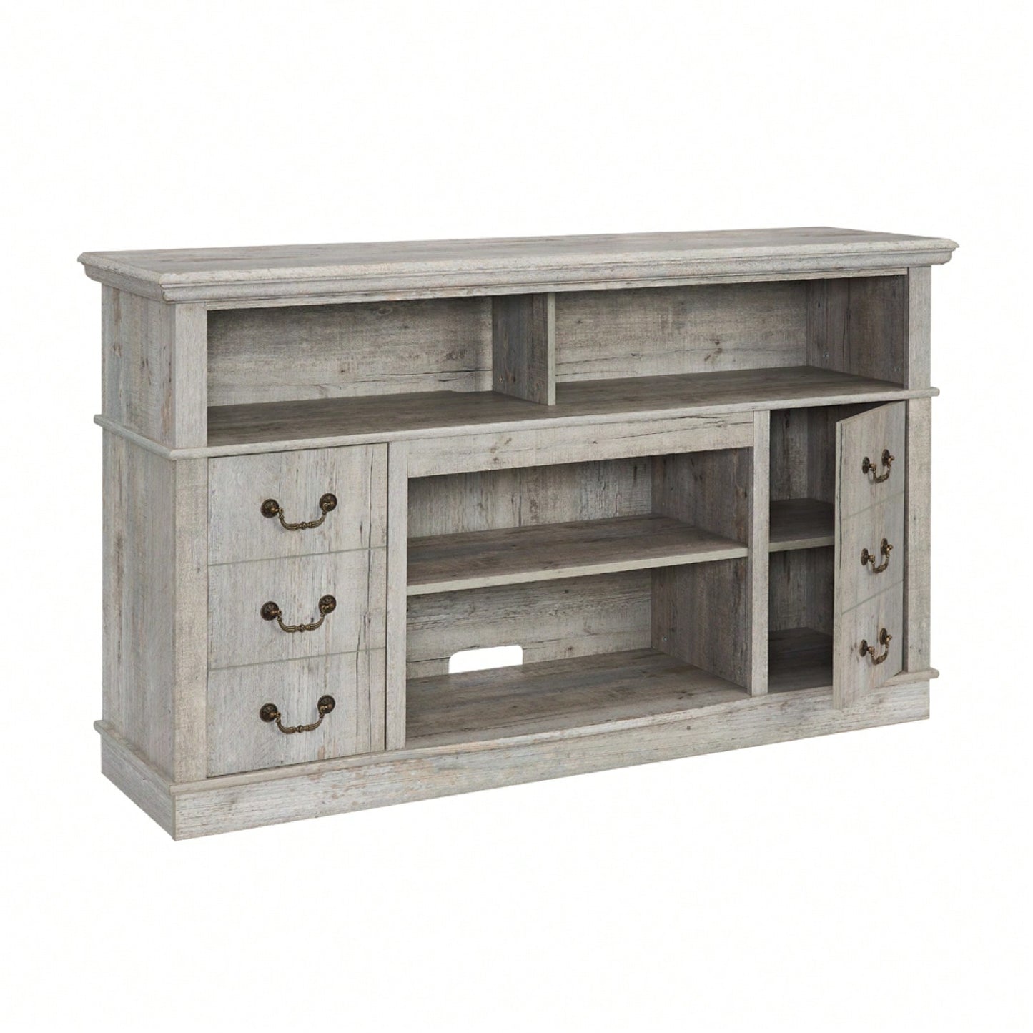 Traditional TV Media Stand - Farmhouse Rustic Entertainment Console