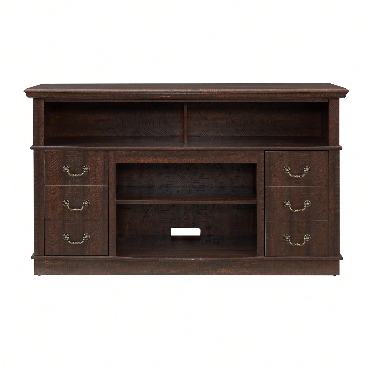 Traditional TV Media Stand - Farmhouse Rustic Entertainment Console