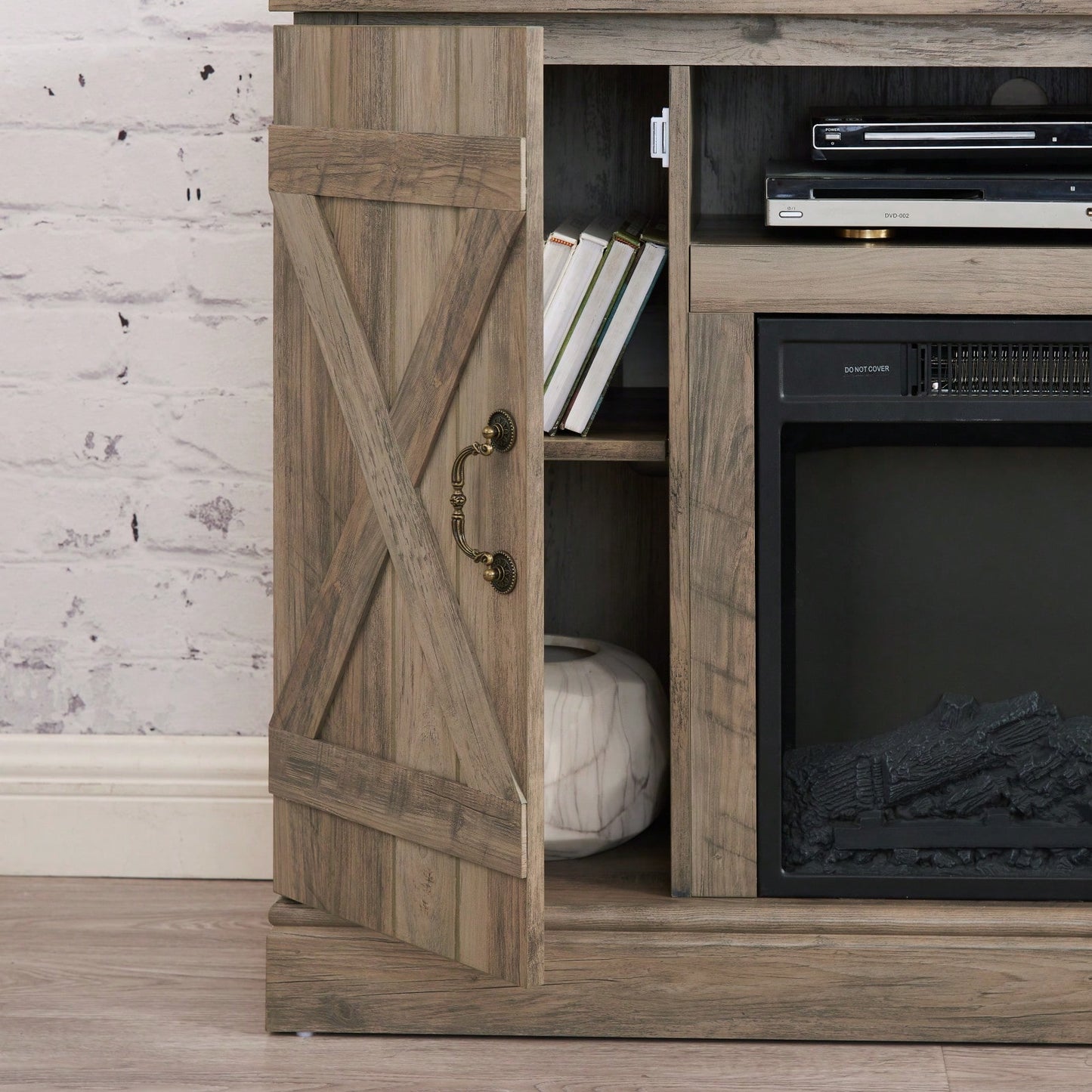 Farmhouse Classic Media TV Stand With Fireplace (Up To 50")