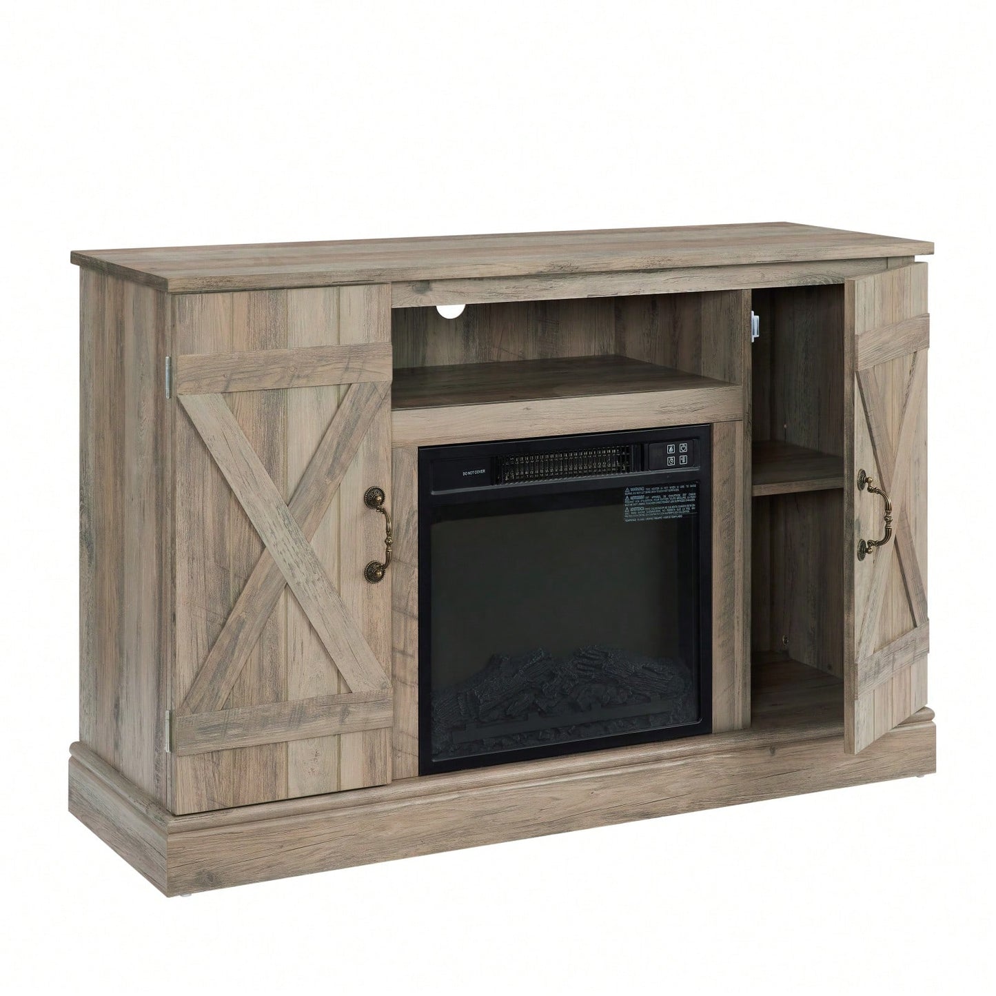 Farmhouse Classic Media TV Stand With Fireplace (Up To 50")