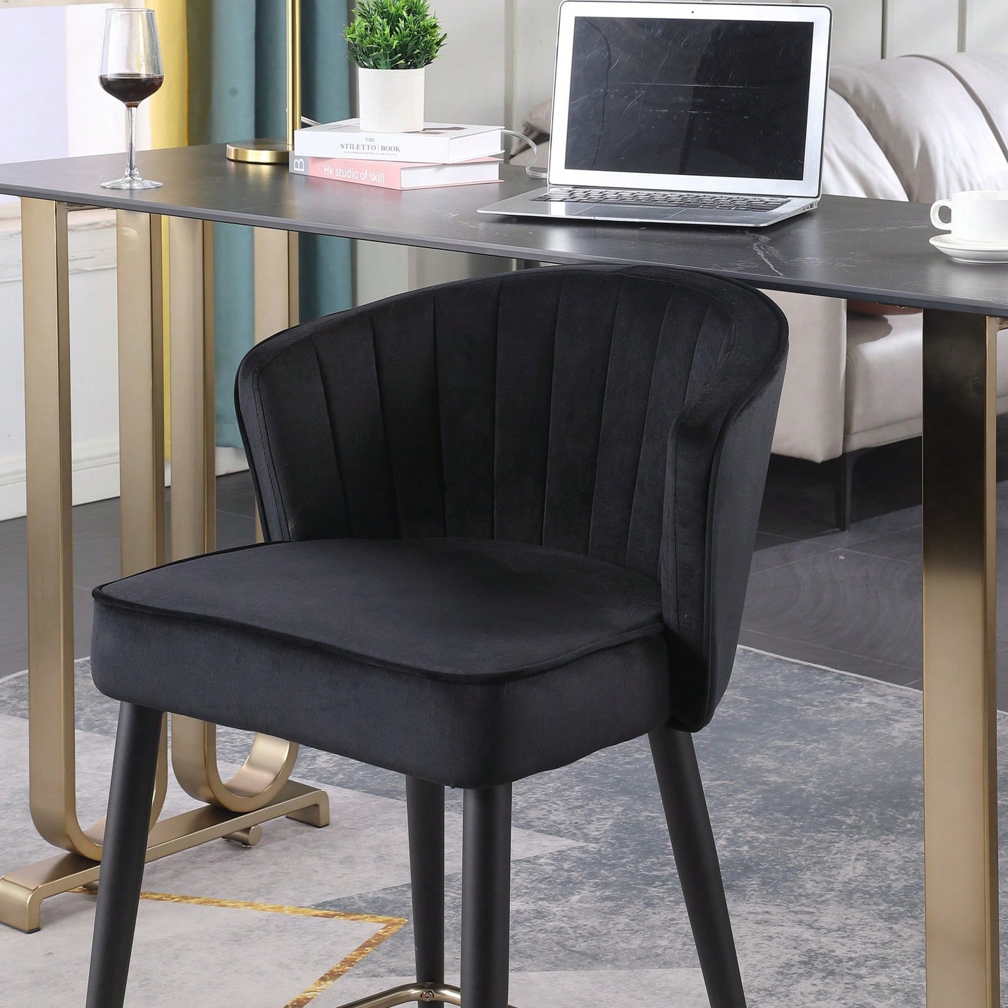 Contemporary Velvet Upholstered Counter Height Stool