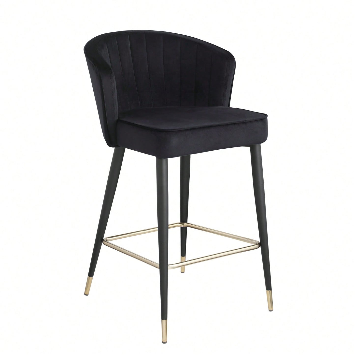 Contemporary Velvet Upholstered Counter Height Stool