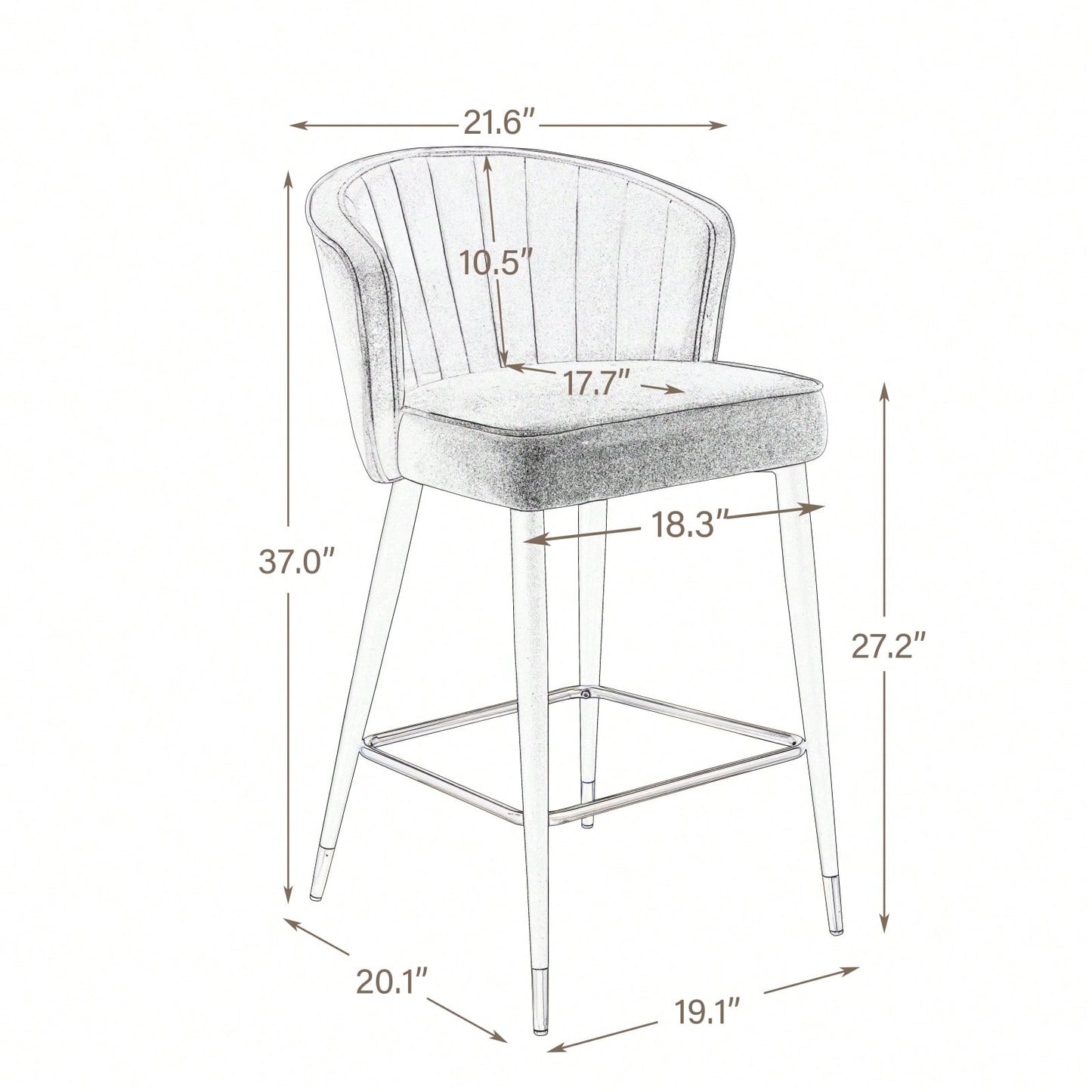Contemporary Velvet Upholstered Counter Height Stool