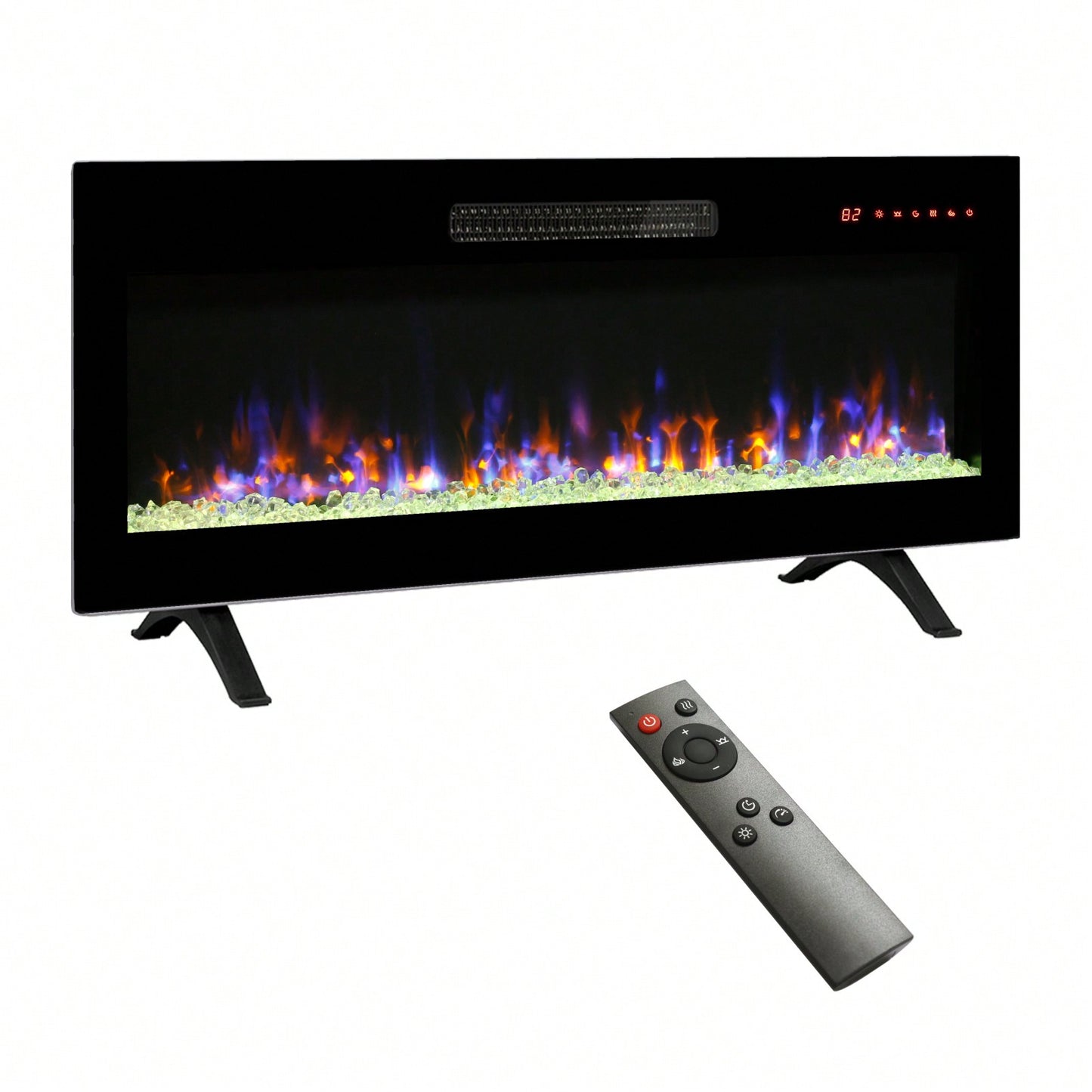 42 Inch Wall Mounted Electric Fireplace with Remote Multi-Color Flames and Ember Bed Ultra Thin Design 1400W 5000 BTU for 400 Sq Ft