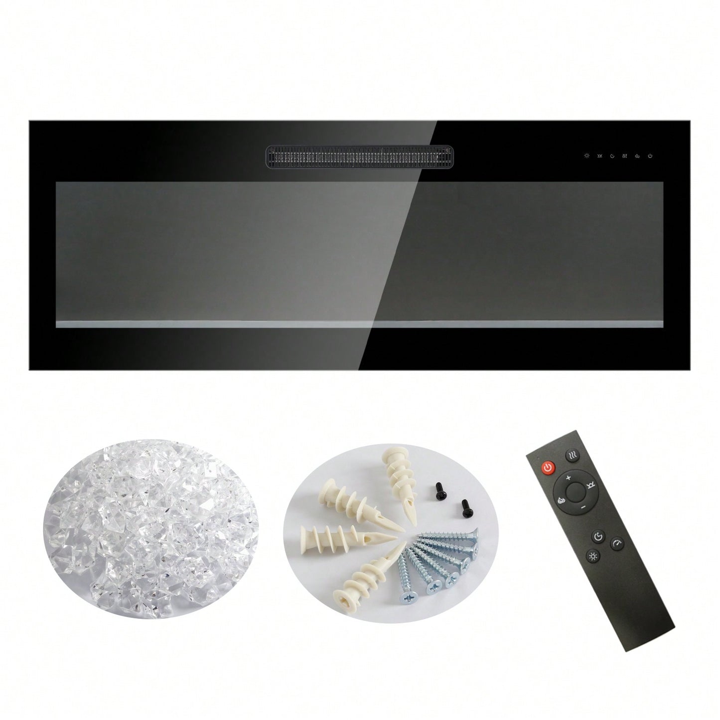 42 Inch Wall Mounted Electric Fireplace with Remote Multi-Color Flames and Ember Bed Ultra Thin Design 1400W 5000 BTU for 400 Sq Ft