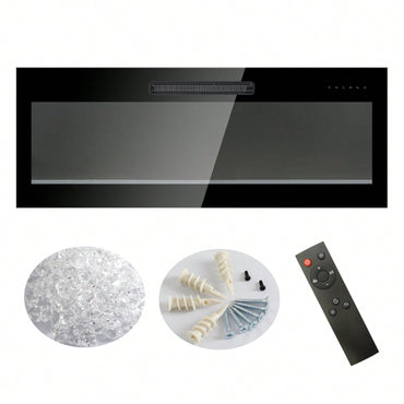 42 Inch Wall Mounted Electric Fireplace with Remote Multi-Color Flames and Ember Bed Ultra Thin Design 1400W 5000 BTU for 400 Sq Ft